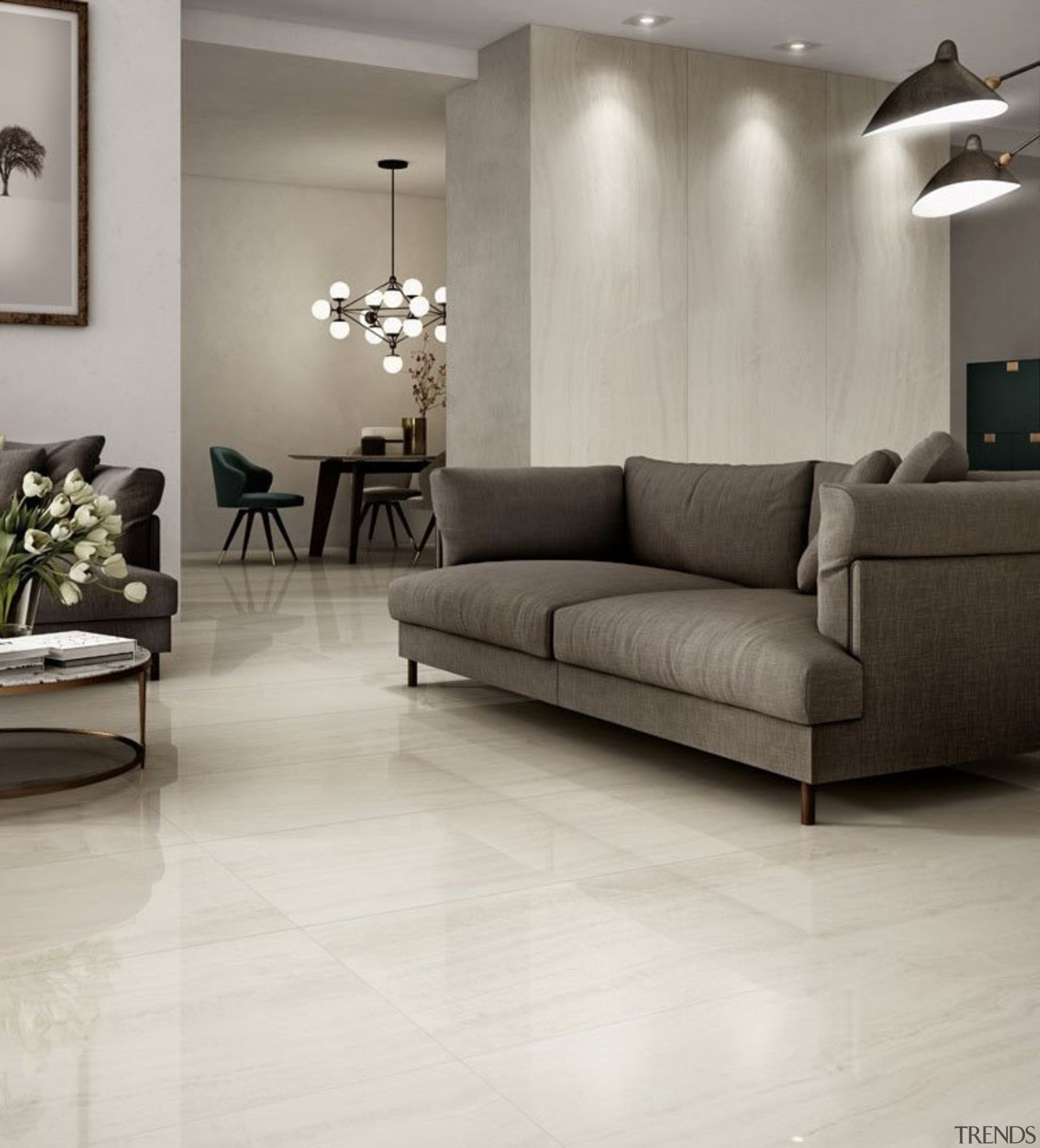 The Trilogy collection features an antibacterial shield which angle, coffee table, couch, floor, flooring, furniture, hardwood, interior design, laminate flooring, living room, loveseat, sofa bed, table, tile, wall, wood, wood flooring, gray