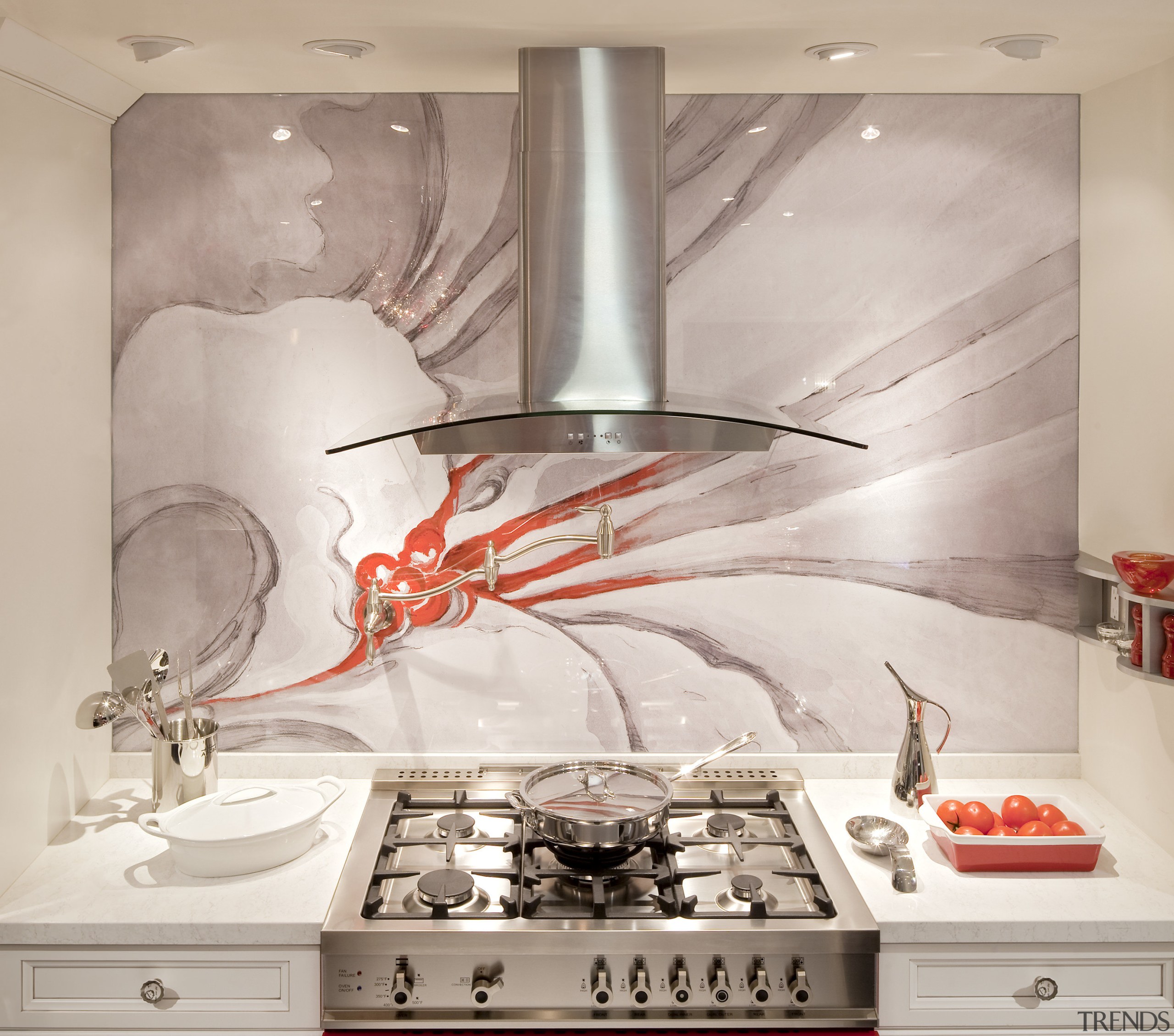 Dramatic cooking center by DeWitt Designer Kitchens ceiling, countertop, interior design, kitchen, wall, gray