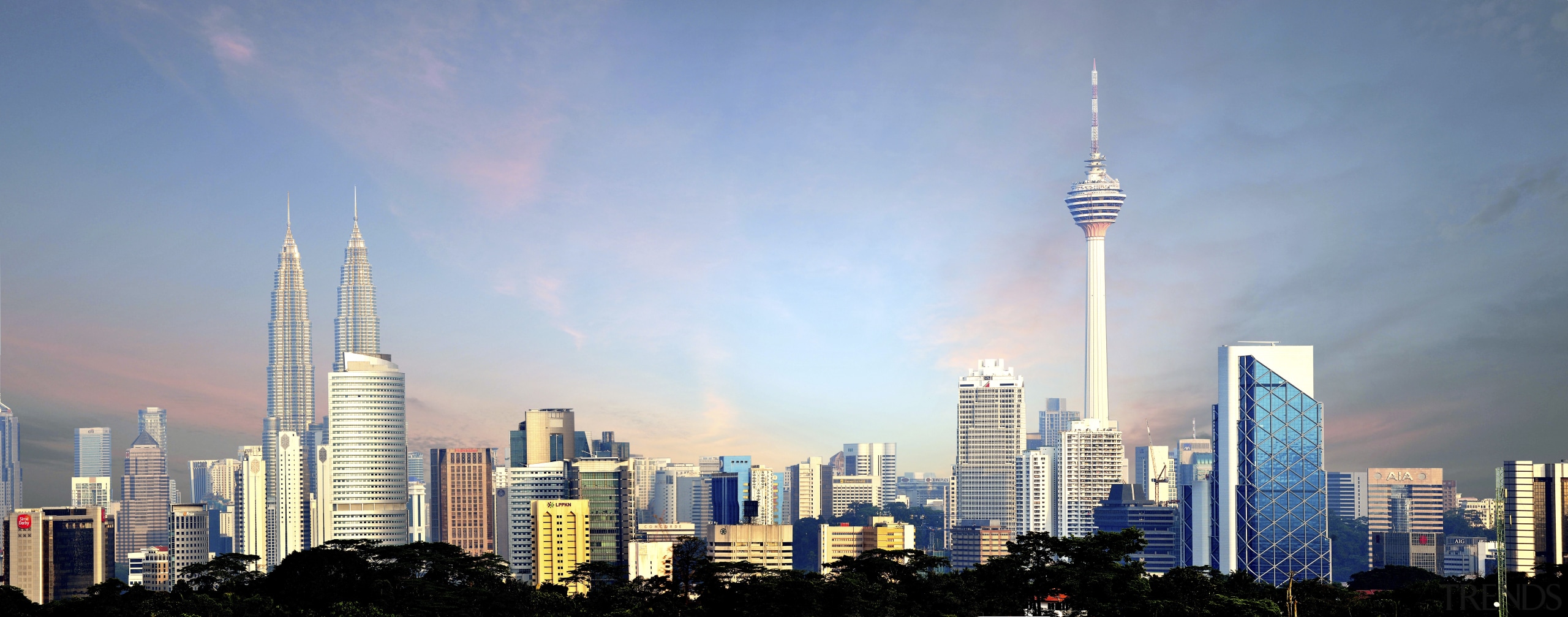 The new Menara Bumiputra Commerce tower is appropriate atmosphere, building, city, cityscape, cloud, daytime, downtown, horizon, landmark, metropolis, metropolitan area, sky, skyline, skyscraper, tourist attraction, tower, tower block, urban area, teal, gray