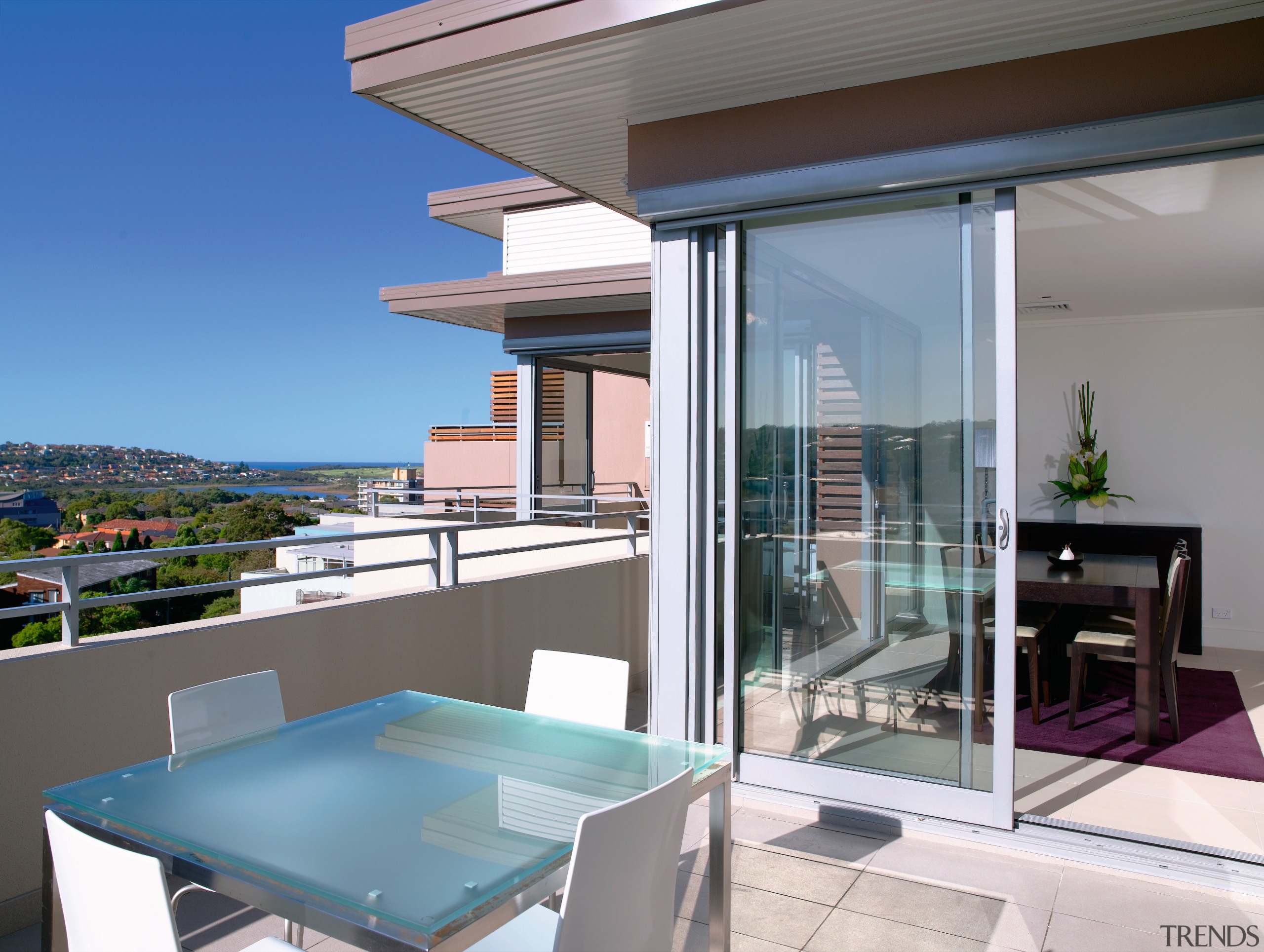 An exterior view of the Edgecliff Apartment Developments apartment, balcony, house, interior design, penthouse apartment, property, real estate, window, gray