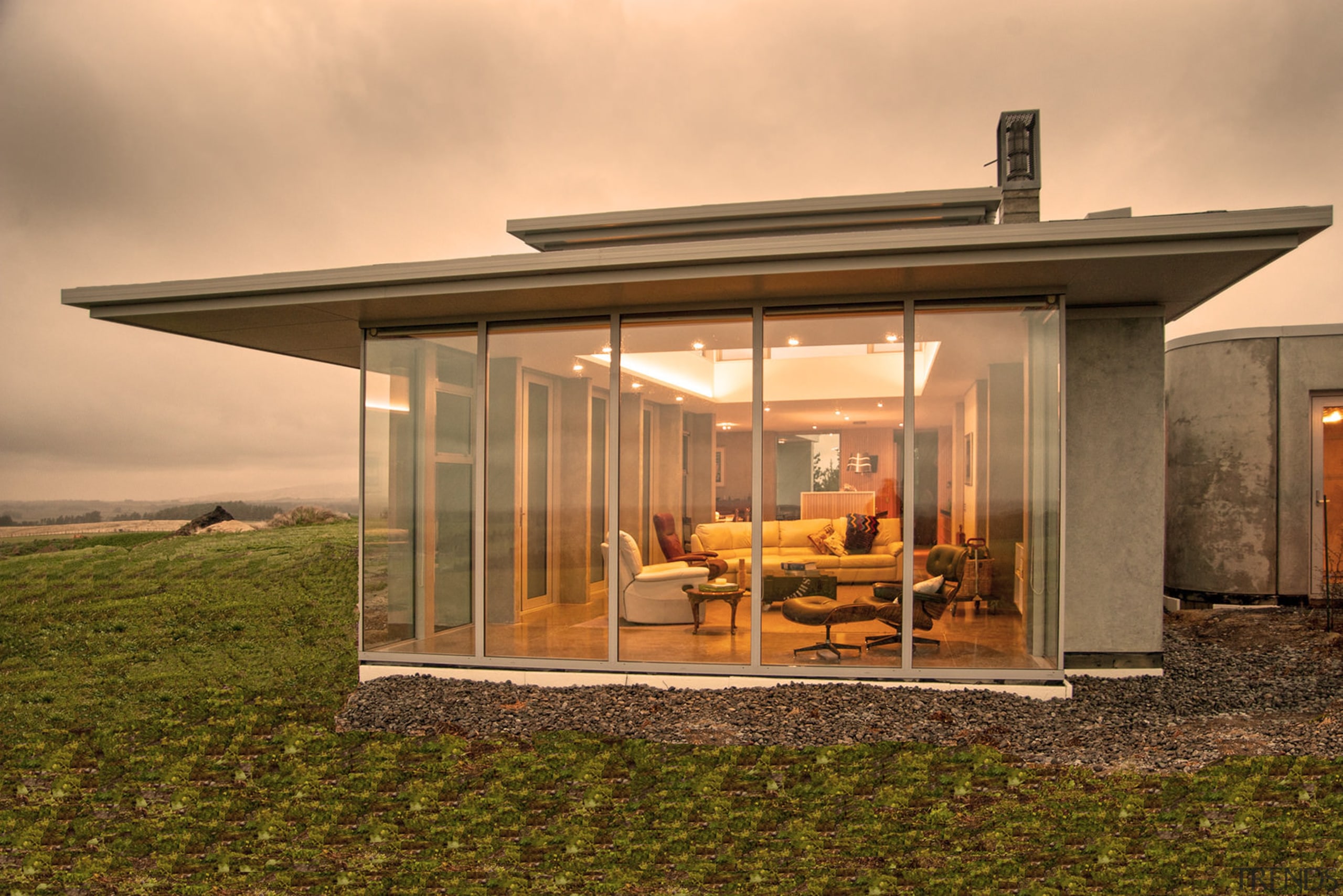 No matter what the weather outdoors, the interior home, house, real estate, brown, orange