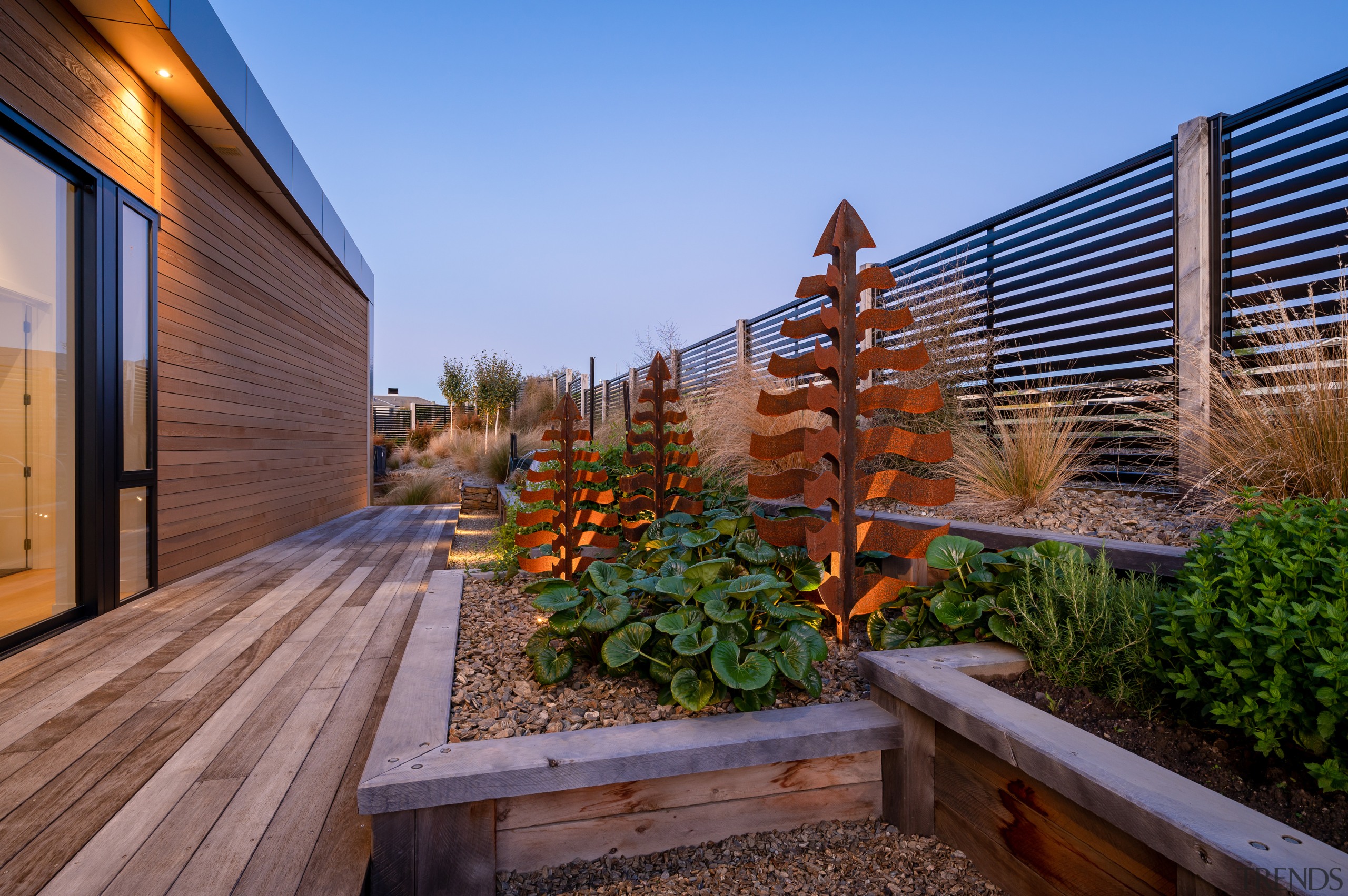 Macrocarpa wood was used for the vege gardens 