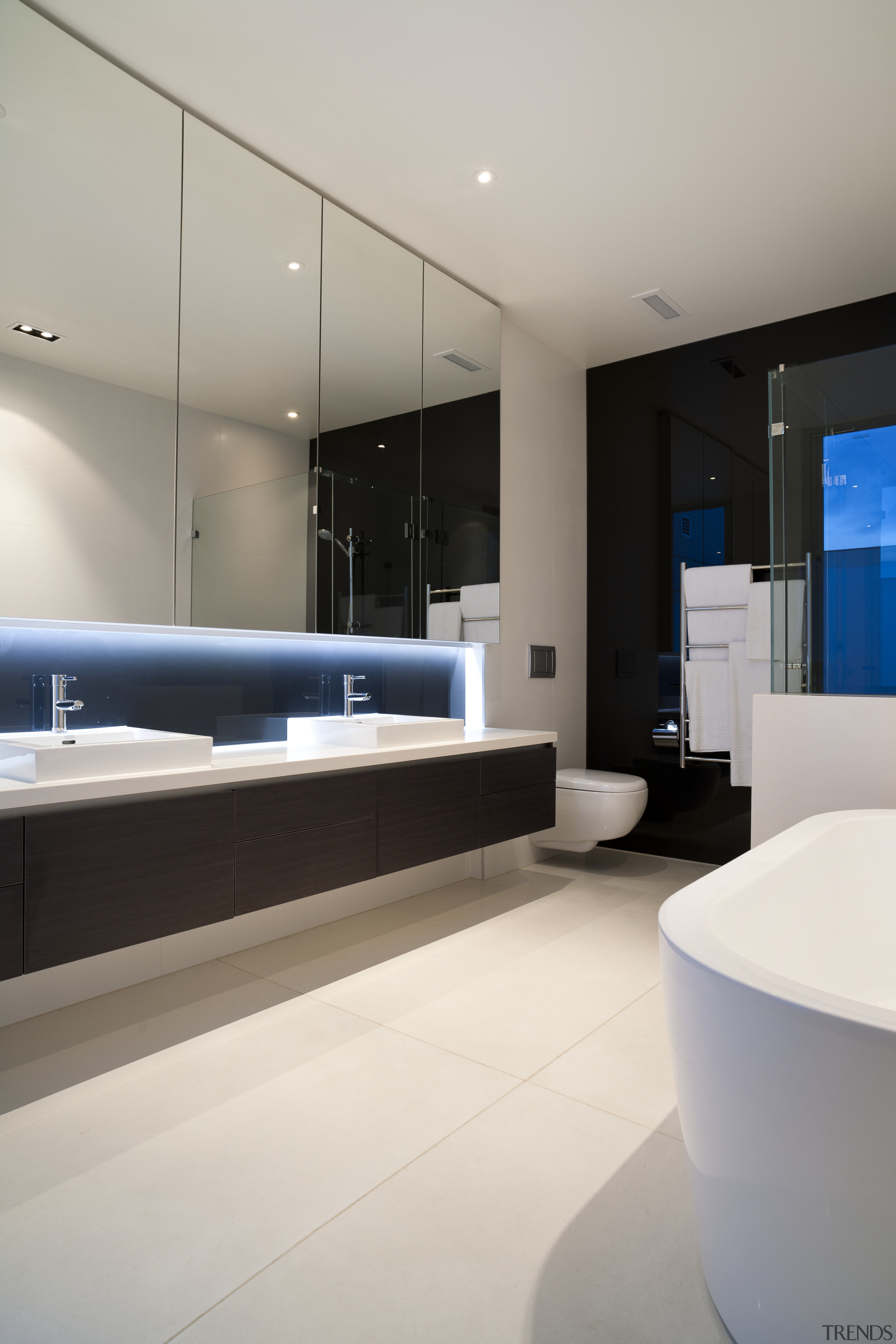 Here is an apartment block designed by Nicholas architecture, bathroom, floor, home, interior design, product design, room, sink, gray