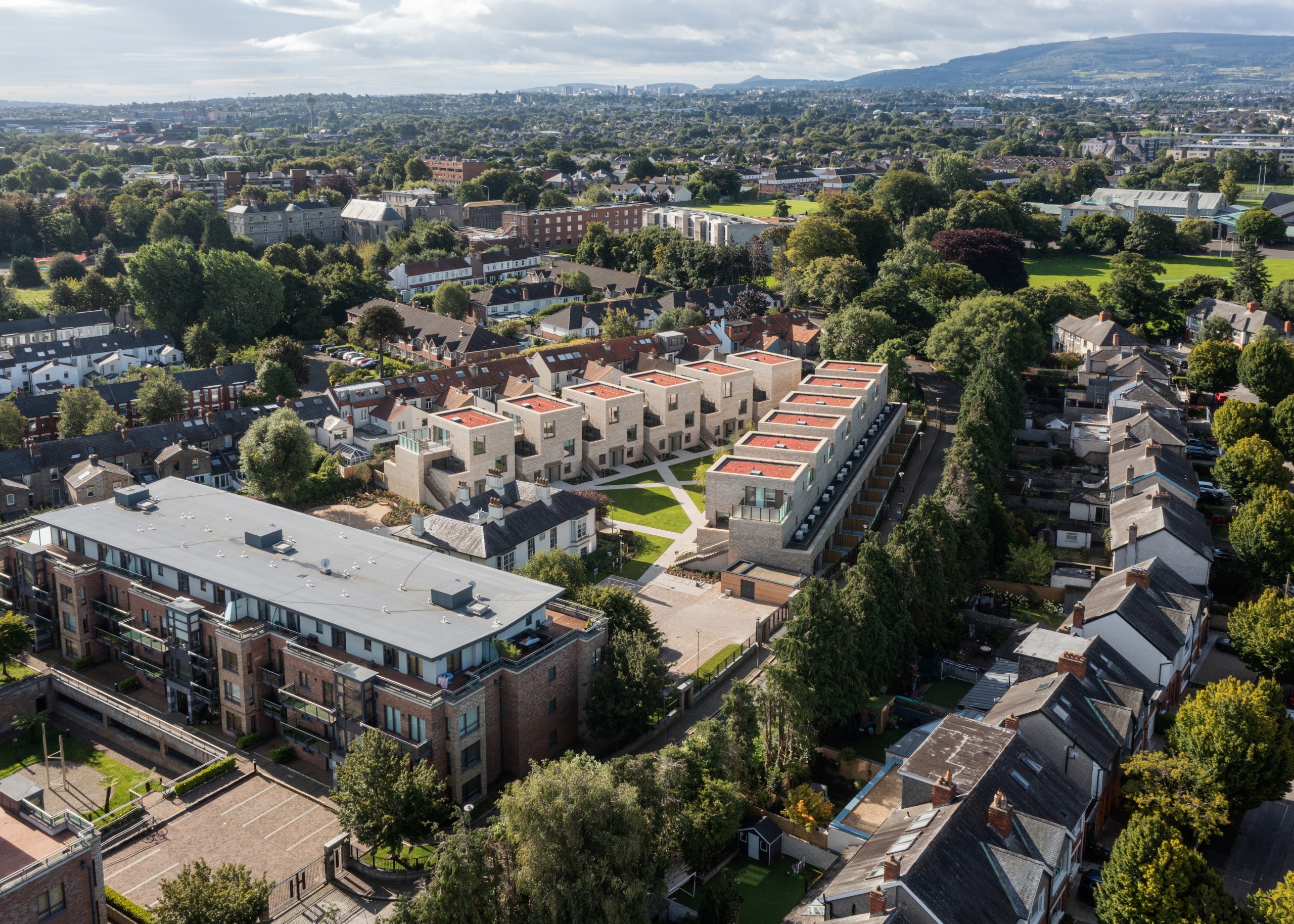 The low-rise development is achieved through the formation 