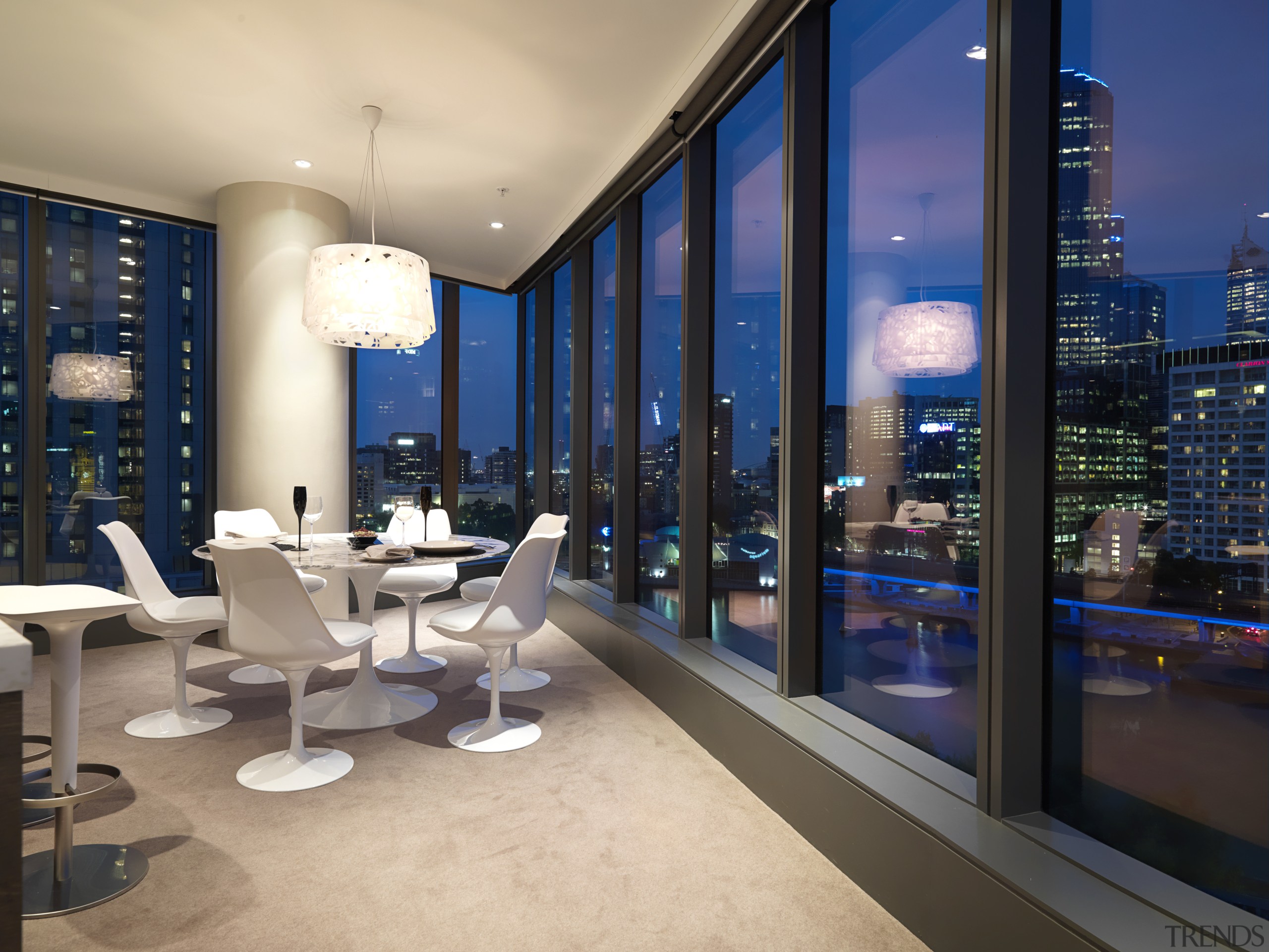 View of an apartment by interior designer Jane apartment, condominium, interior design, real estate, window, black, orange