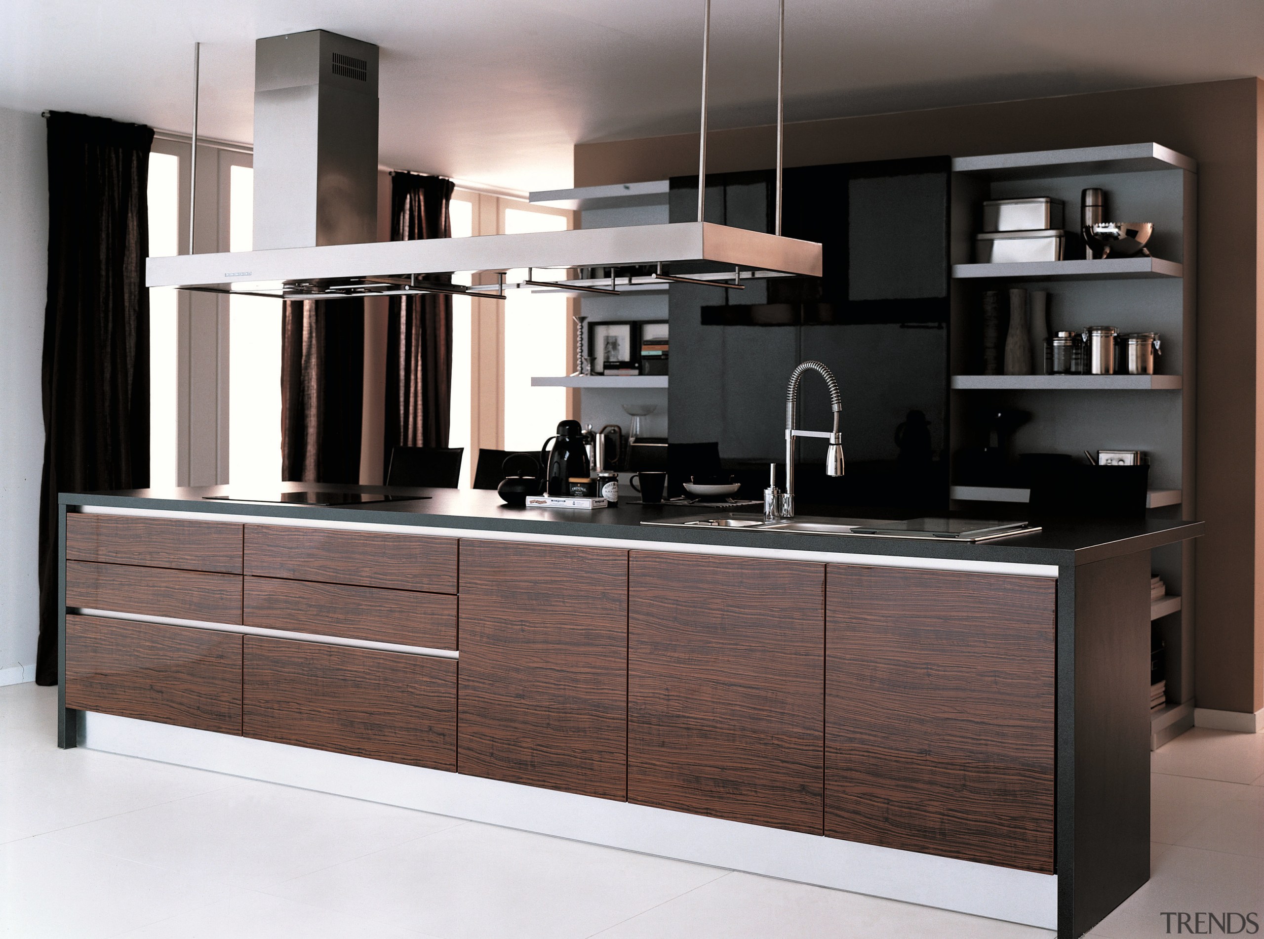 view of this kitchen designed and manufactured by cabinetry, chest of drawers, cuisine classique, furniture, interior design, kitchen, product design, black, gray