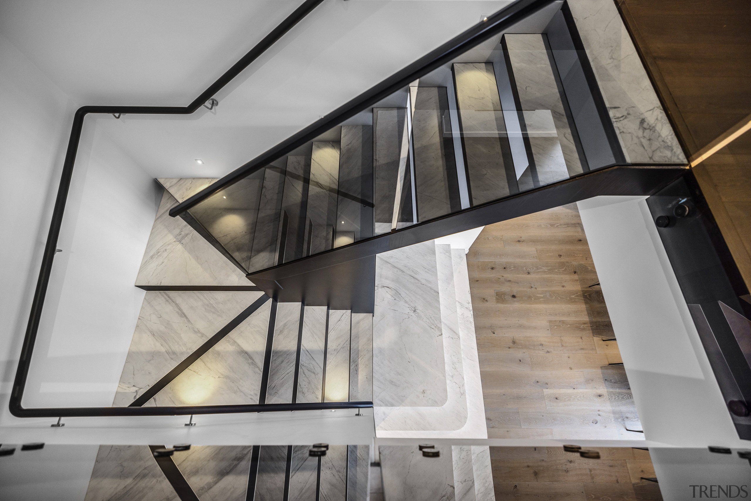 Looking down the designer stairs. - Top of 
