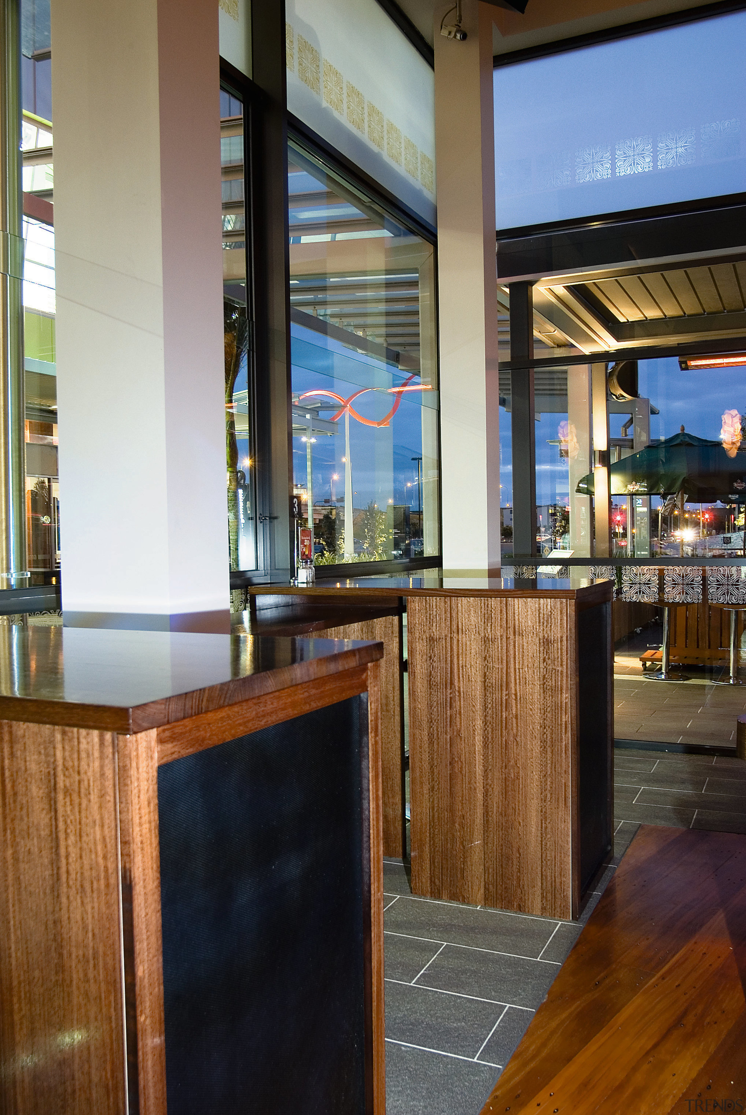 A view of the Garrison Public house bar interior design, restaurant, wood, brown, black