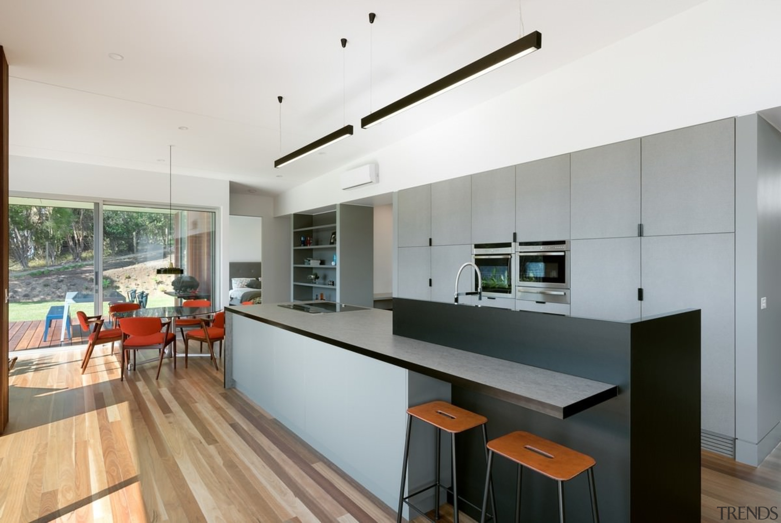 This spacious kitchen really is the heart of architecture, countertop, house, interior design, kitchen, real estate, white, gray