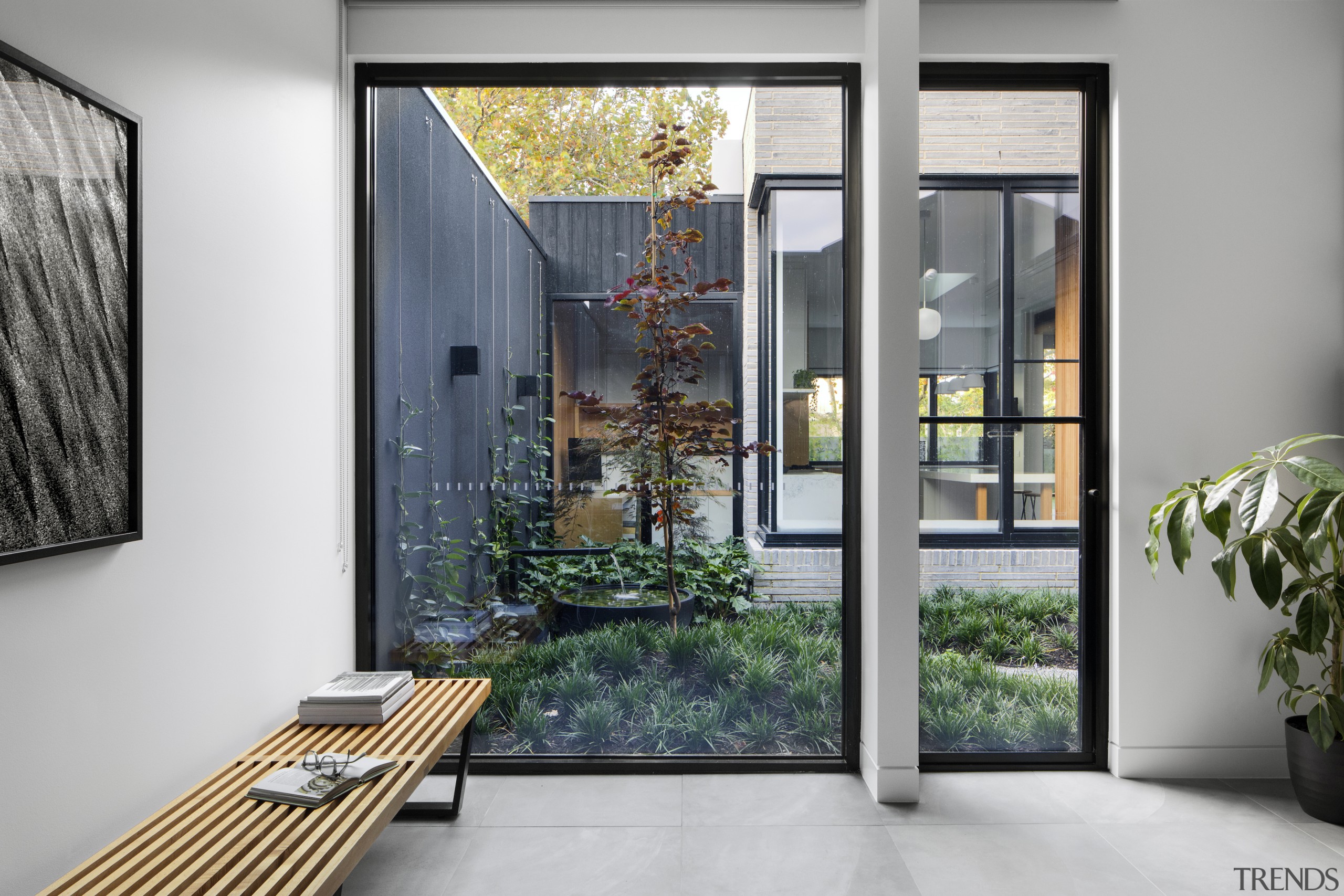 Looking across the courtyard to the kitchen. 