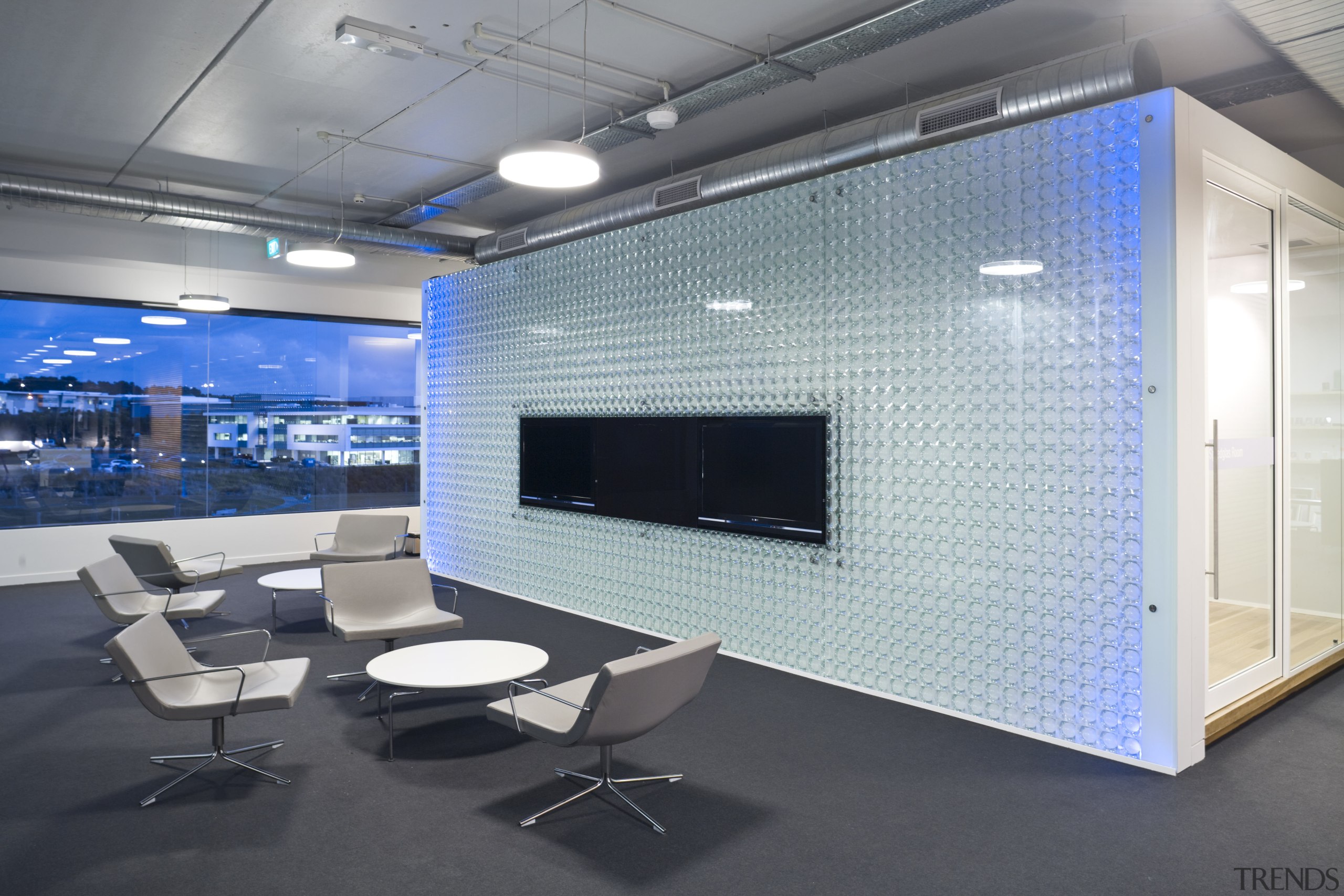 internal view of 3M Head Office part of ceiling, glass, interior design, office, wall, gray