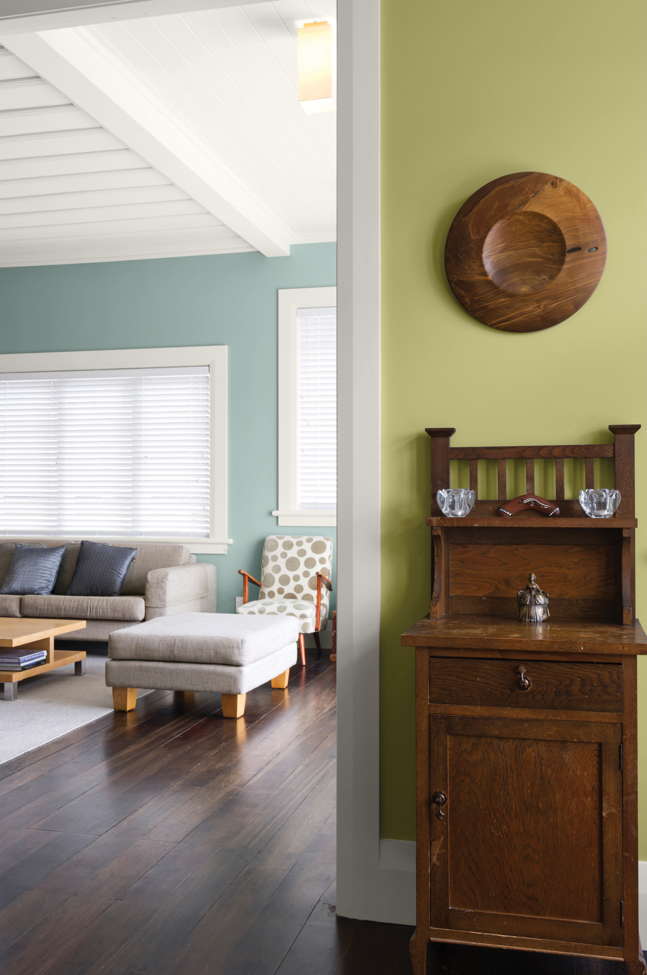 You can replicate the feature wall with Resene ceiling, floor, flooring, furniture, hardwood, home, interior design, laminate flooring, living room, room, table, wall, wood, wood flooring, white