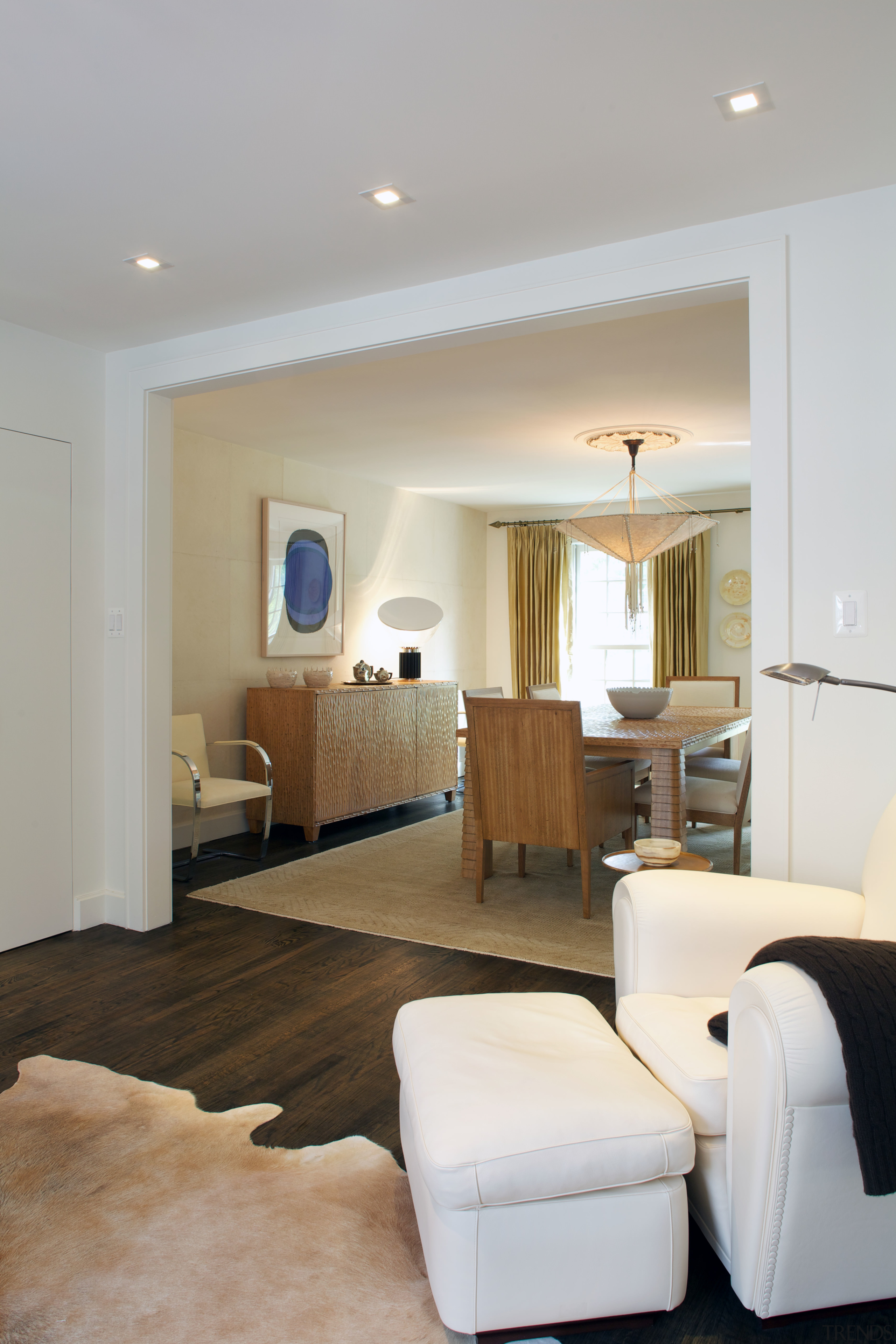 This formal dining room features restored '30s-style oak ceiling, floor, flooring, hardwood, home, interior design, living room, real estate, room, wall, wood, wood flooring, gray