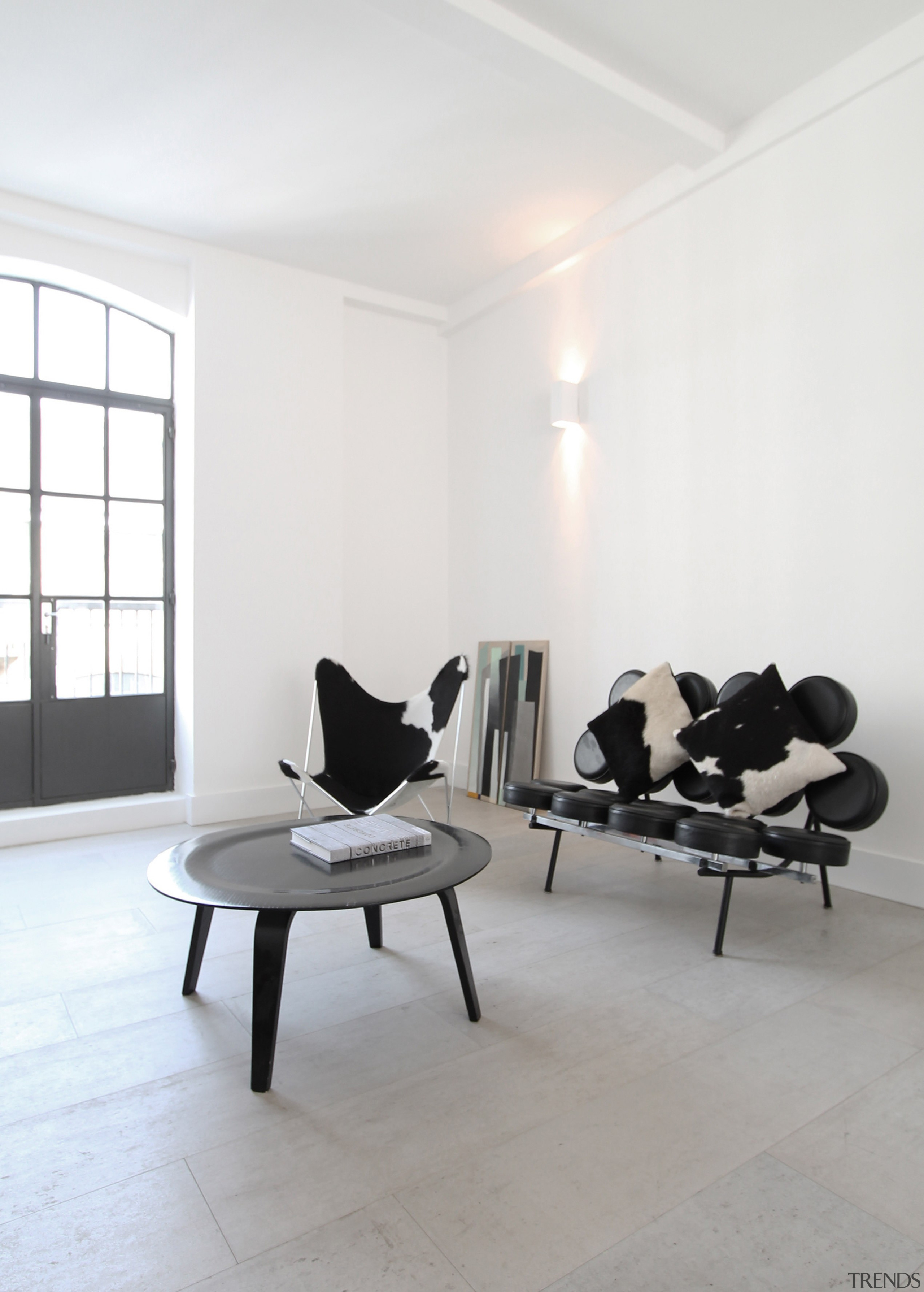 368 Concreate white house - 368_Concreate_white_house - chair chair, floor, flooring, furniture, interior design, living room, product design, table, wall, wood, white