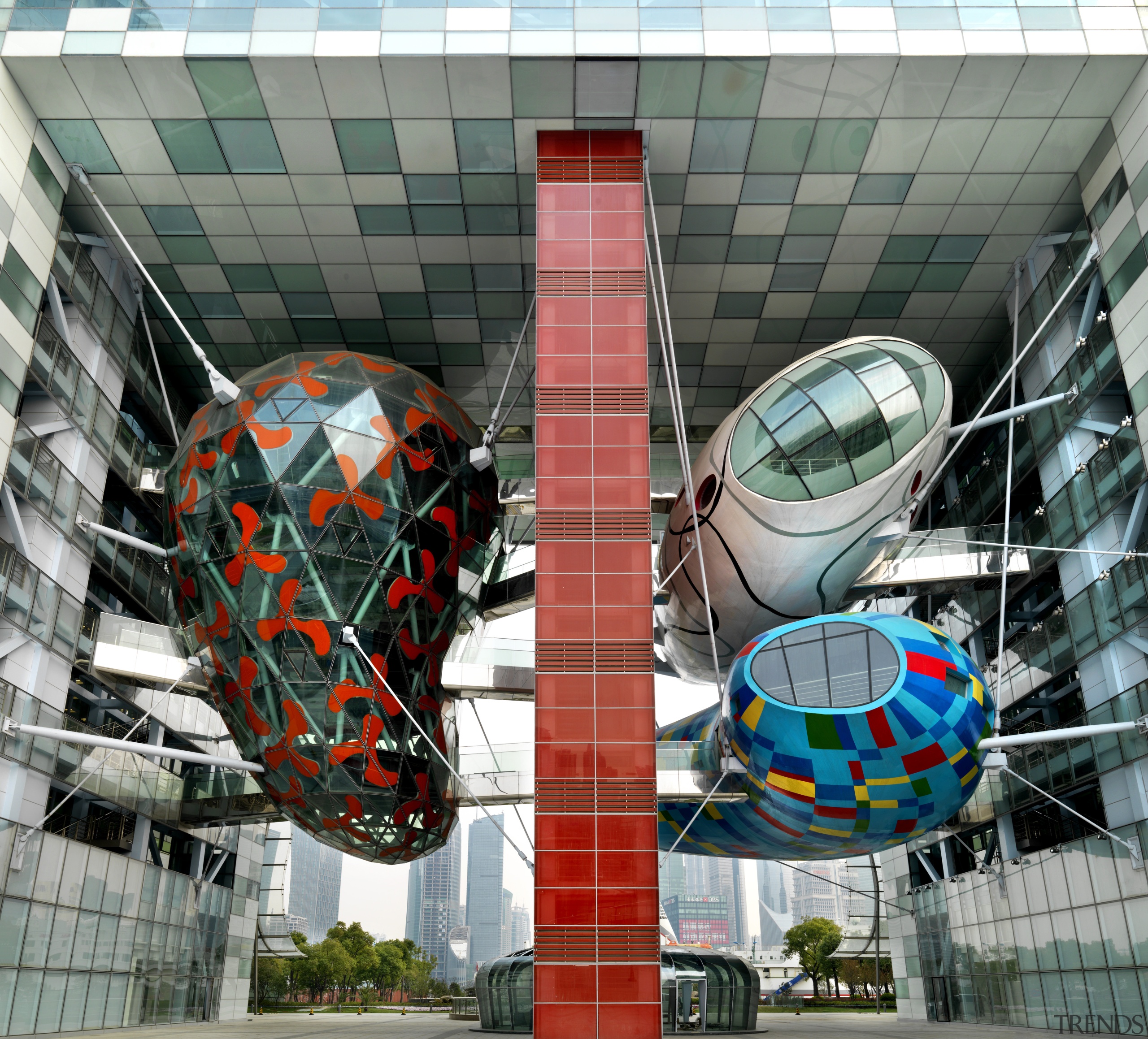 View of the Shanghai International Cruise Terminal. building, technology, gray, black