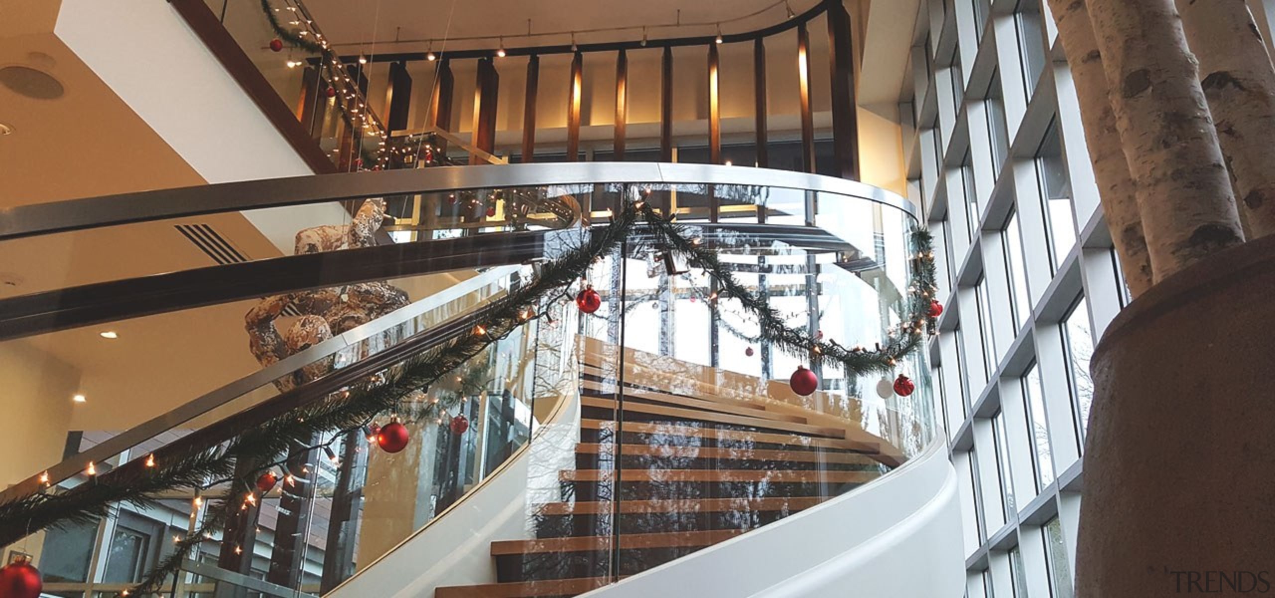 Aegis Living 03 - architecture | baluster | architecture, baluster, beam, building, daylighting, handrail, iron, shopping mall, stairs, black, brown