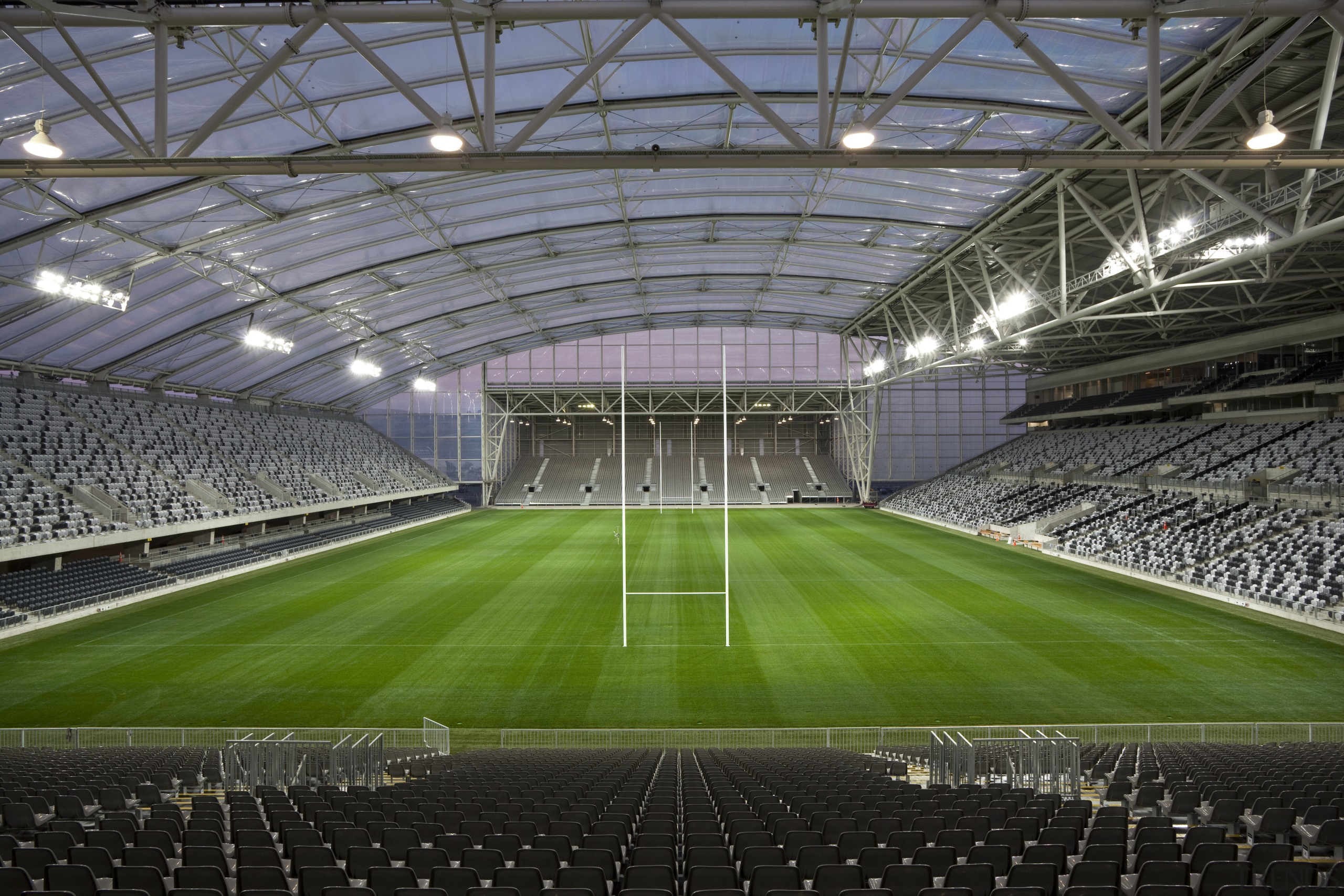 Arrow International Ltd (Akld) were the project leaders arena, arena football, atmosphere, grass, soccer specific stadium, sport venue, stadium, structure, gray, black