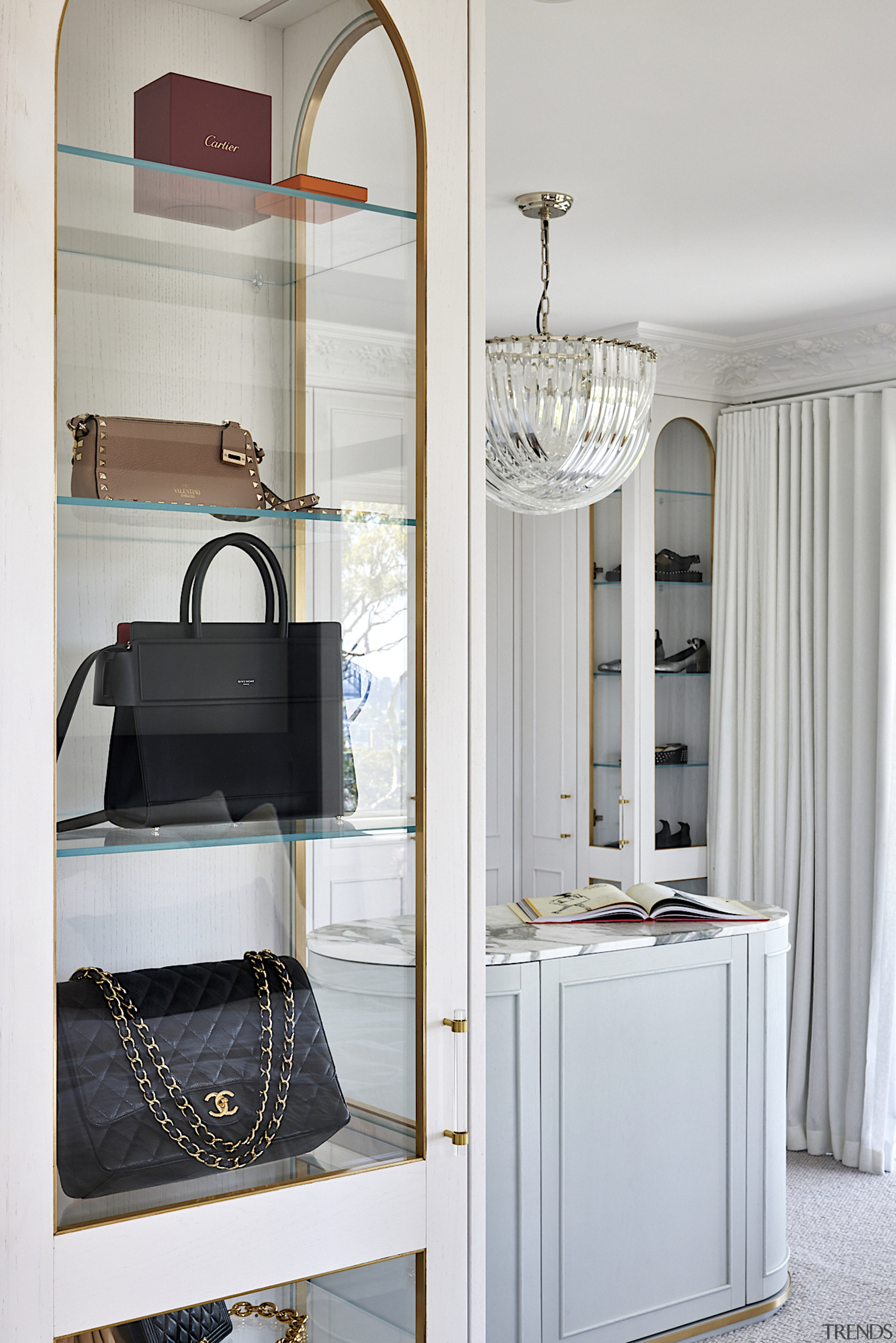 The dressing room is set up to show 