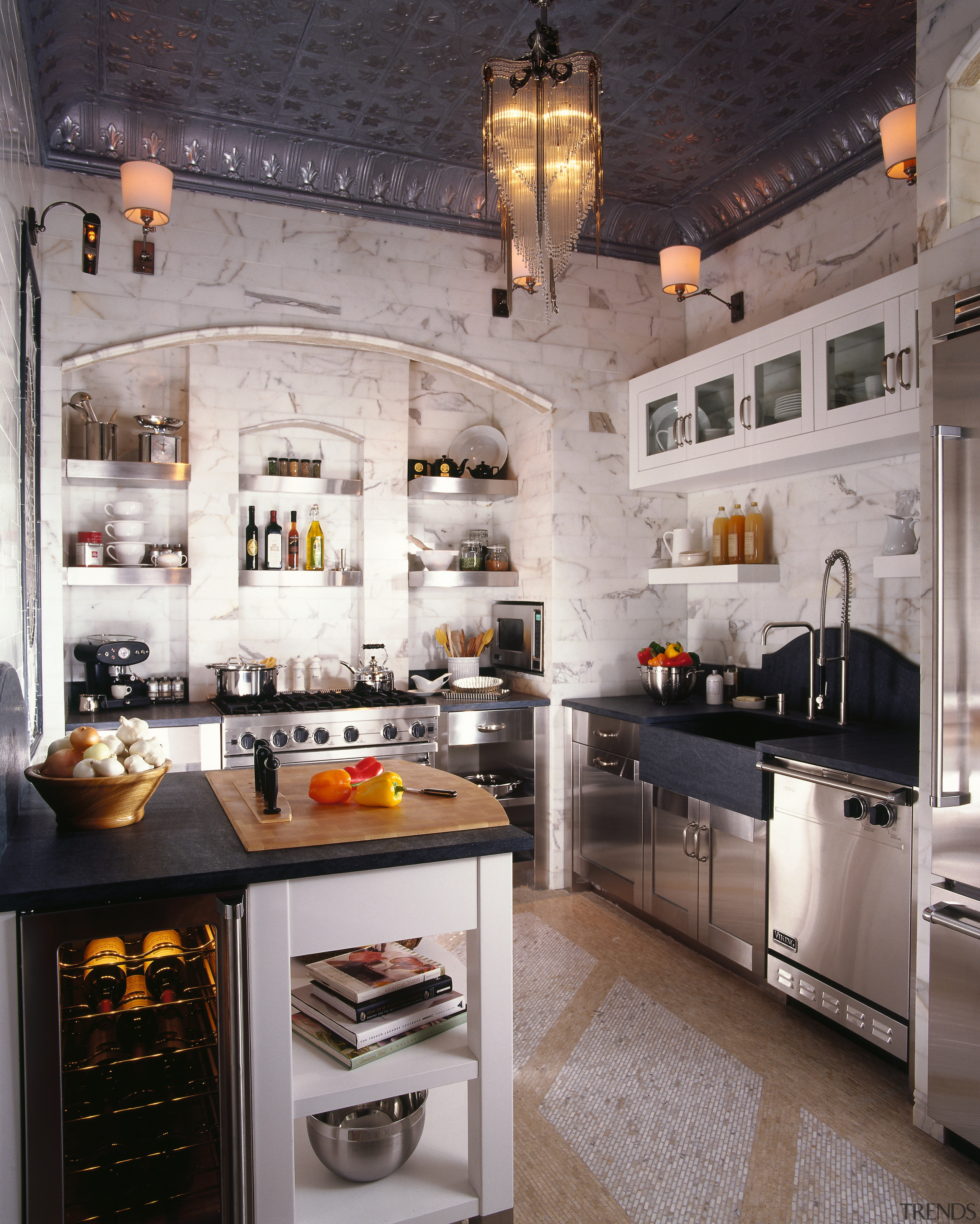 the kips bay decorator show house kitchen by countertop, cuisine classique, home appliance, interior design, kitchen, room, small appliance, gray, black
