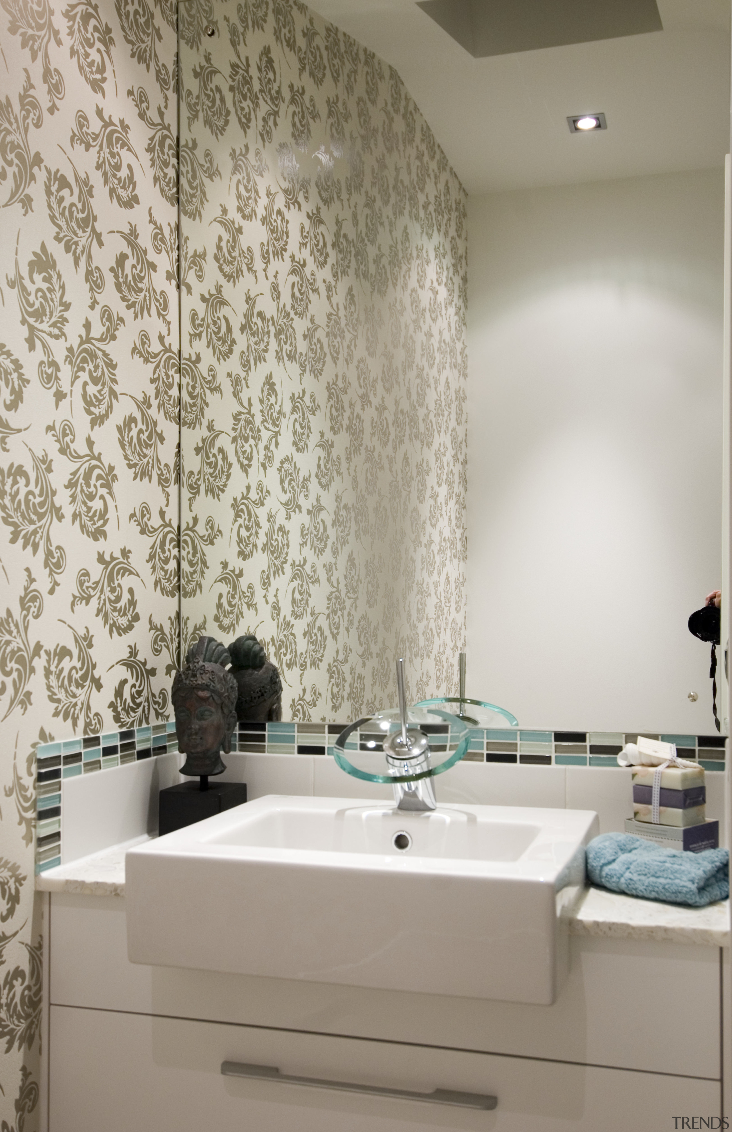 The Hansamorano tap from european manufacturer Hansa provides bathroom, ceiling, floor, flooring, interior design, room, tile, wall, gray