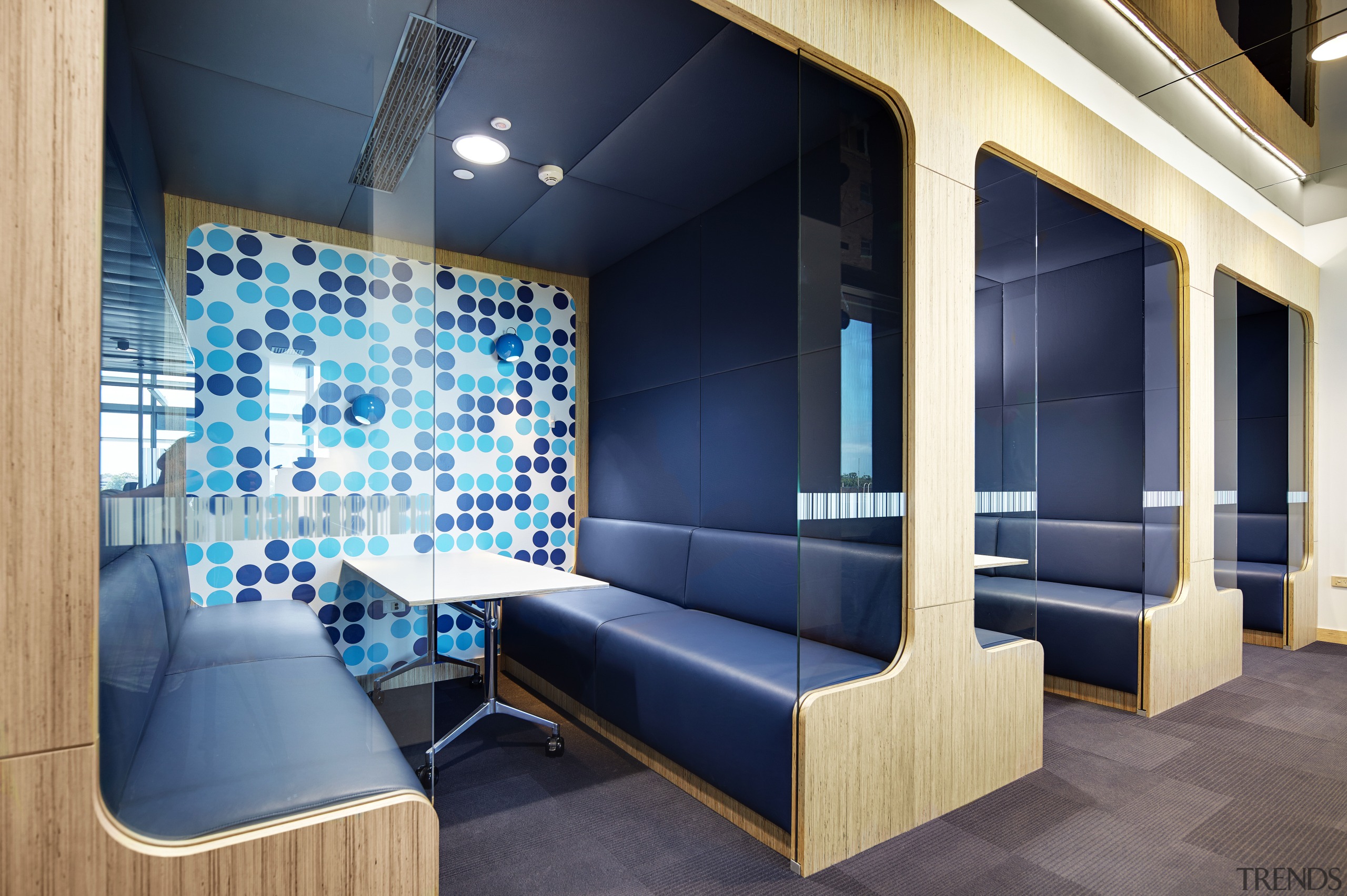 Communal areas in the Harry Perkins Institute for architecture, interior design, lobby, wall, blue
