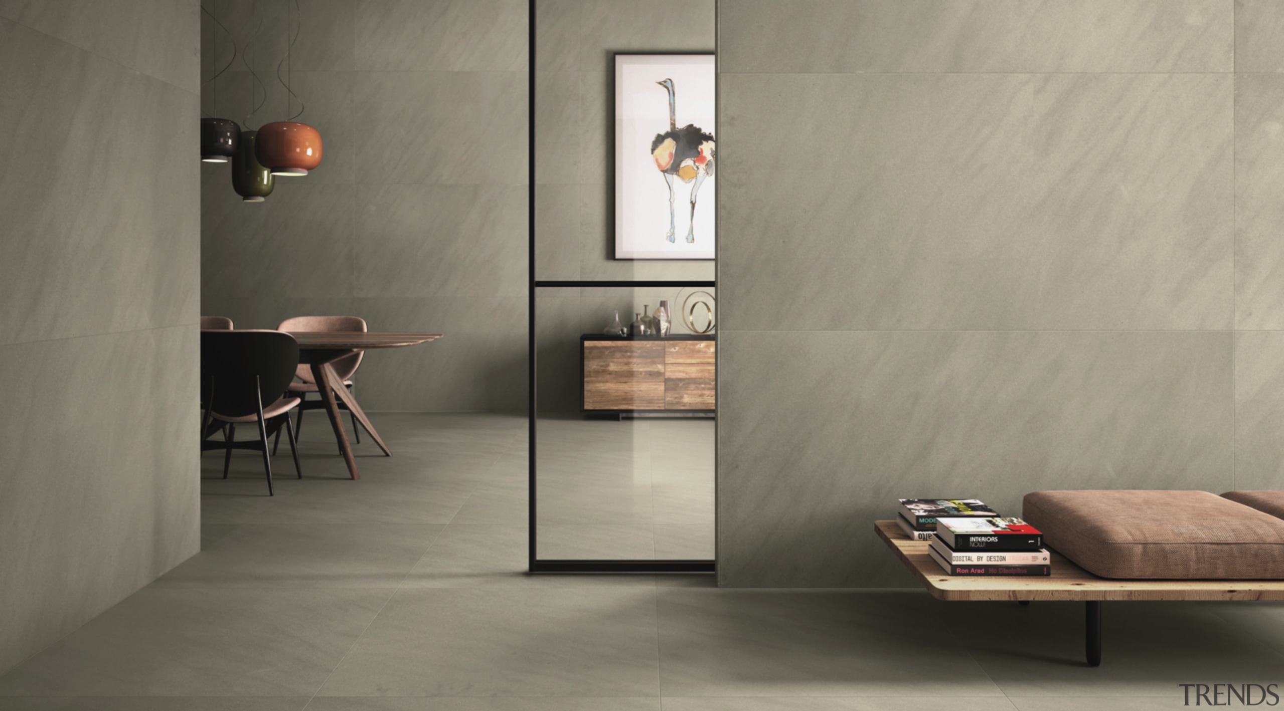 The porcelain tiles are available in different sizes 