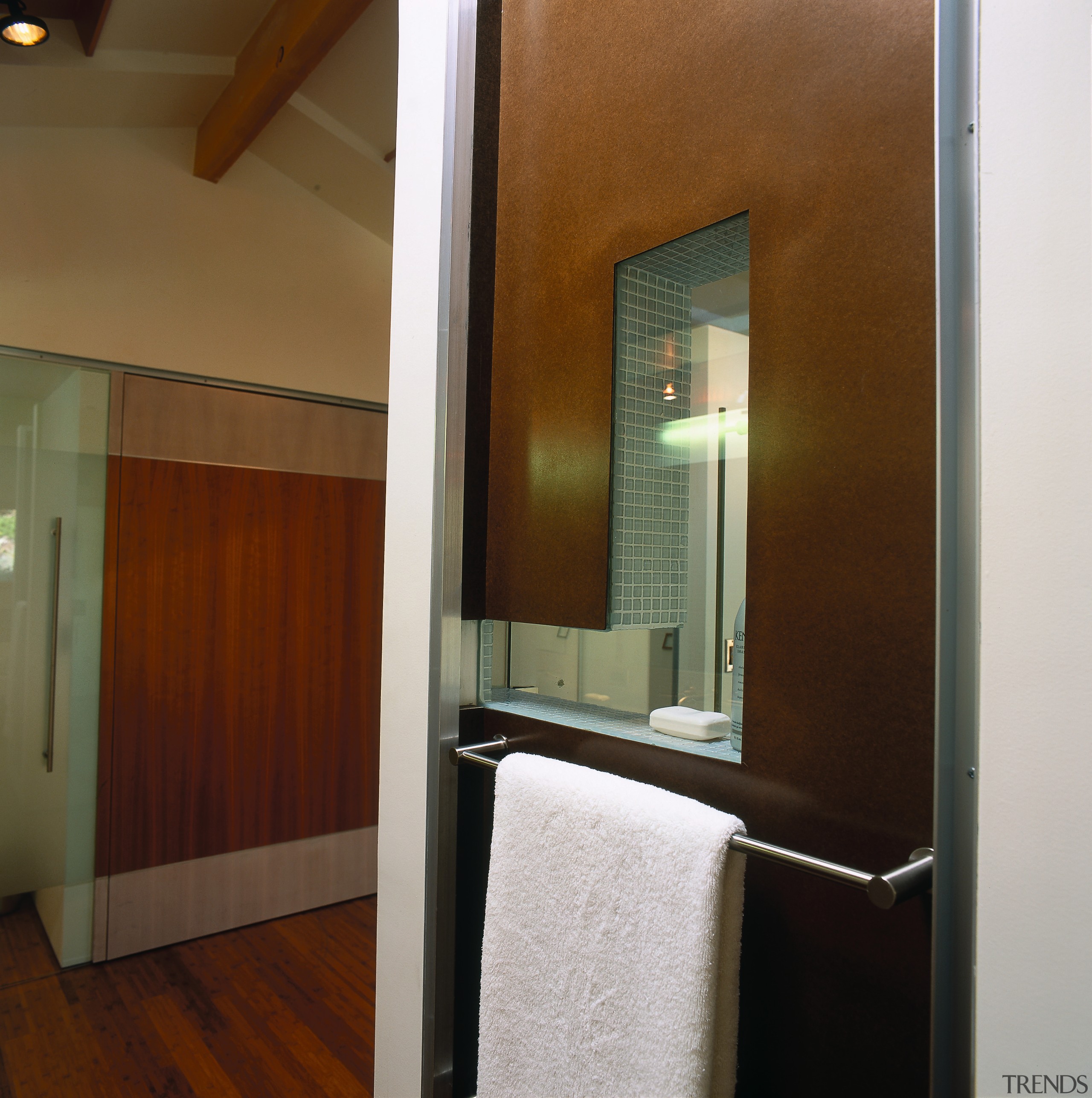 Interior view of bathroom - Interior view of door, home, interior design, property, real estate, wall, window, brown