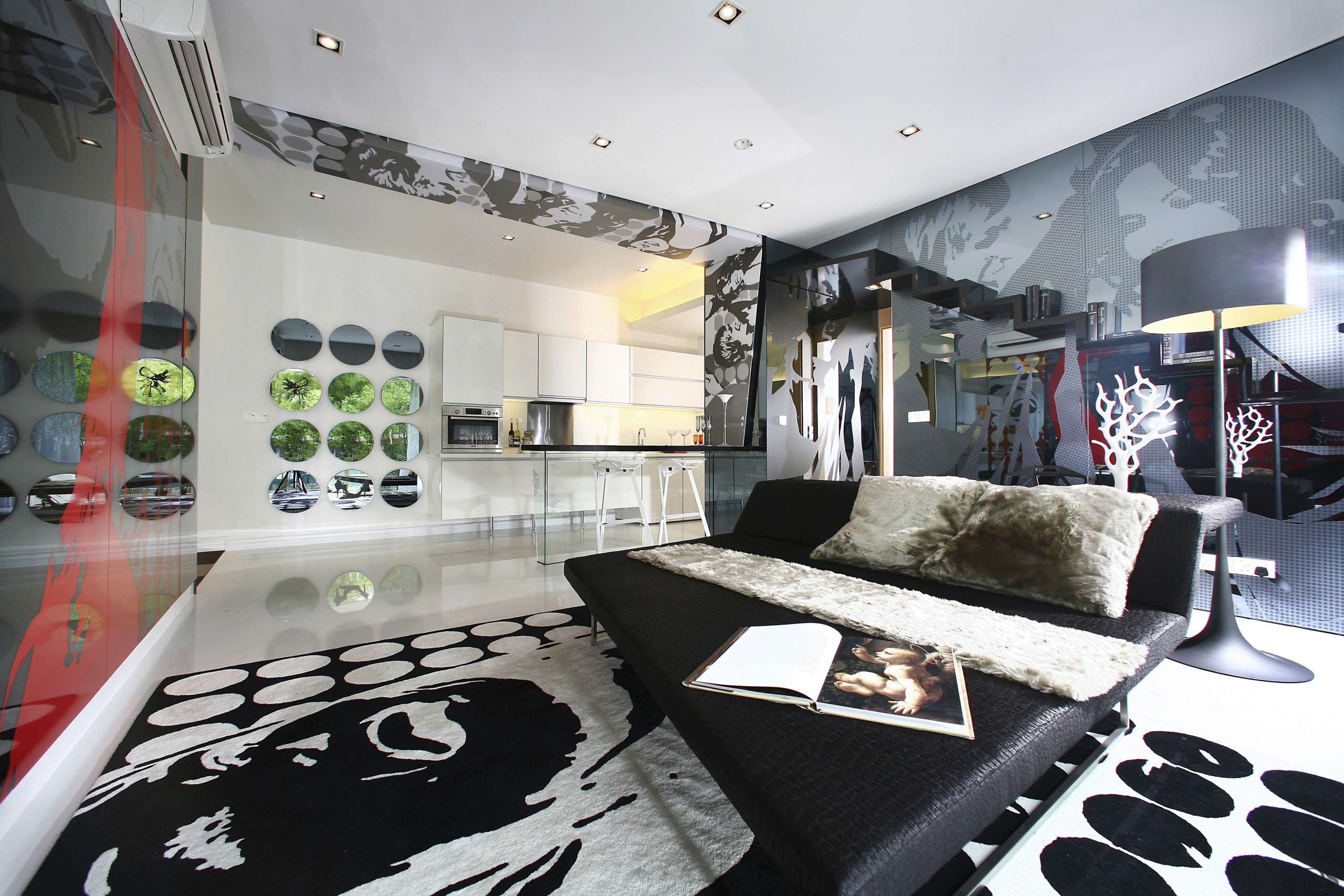 Images of this open planned lounge/living area which automotive design, design, interior design, room, white, black, gray