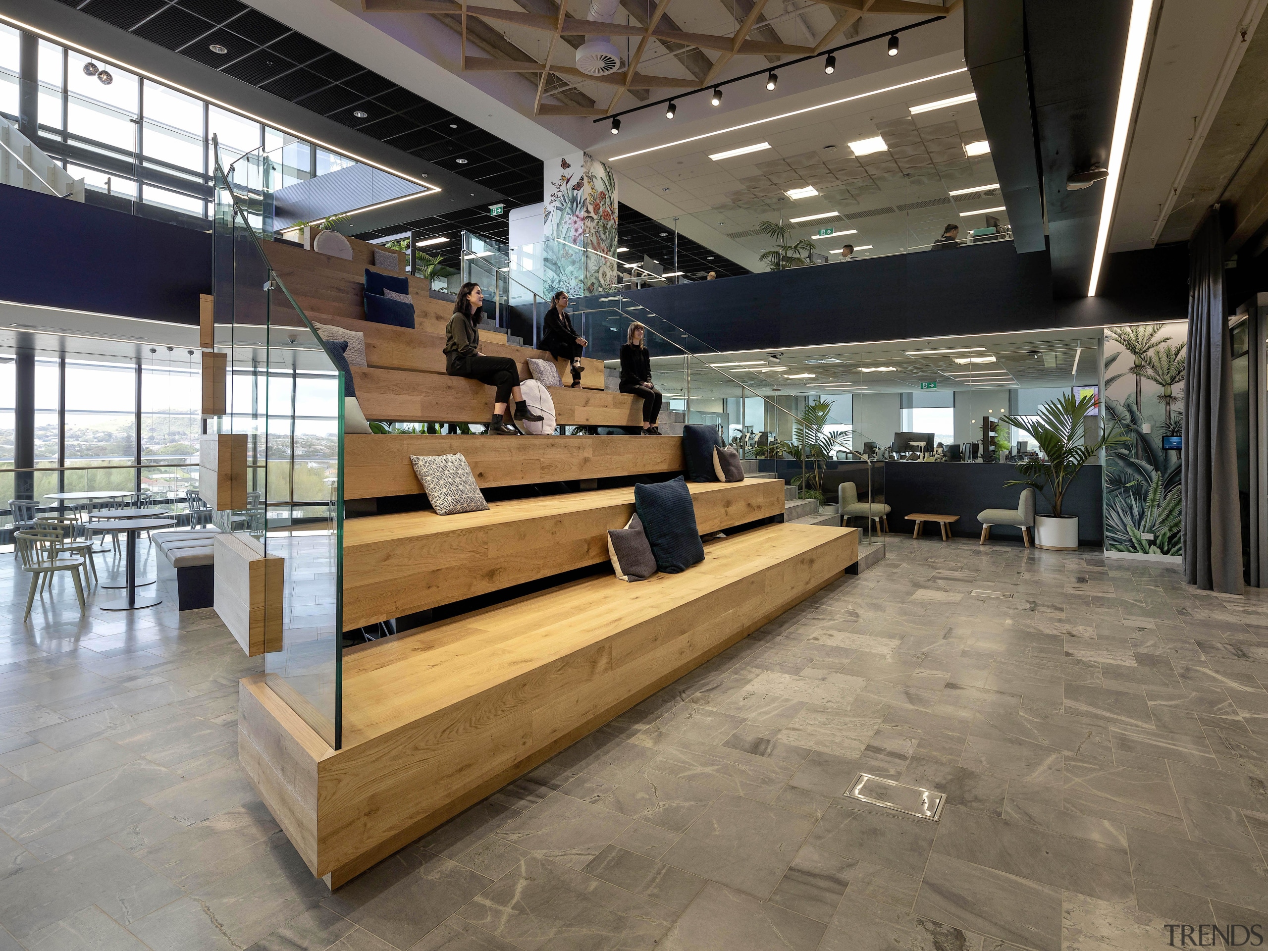 The auditorium stair has high visibility in ANZ gray