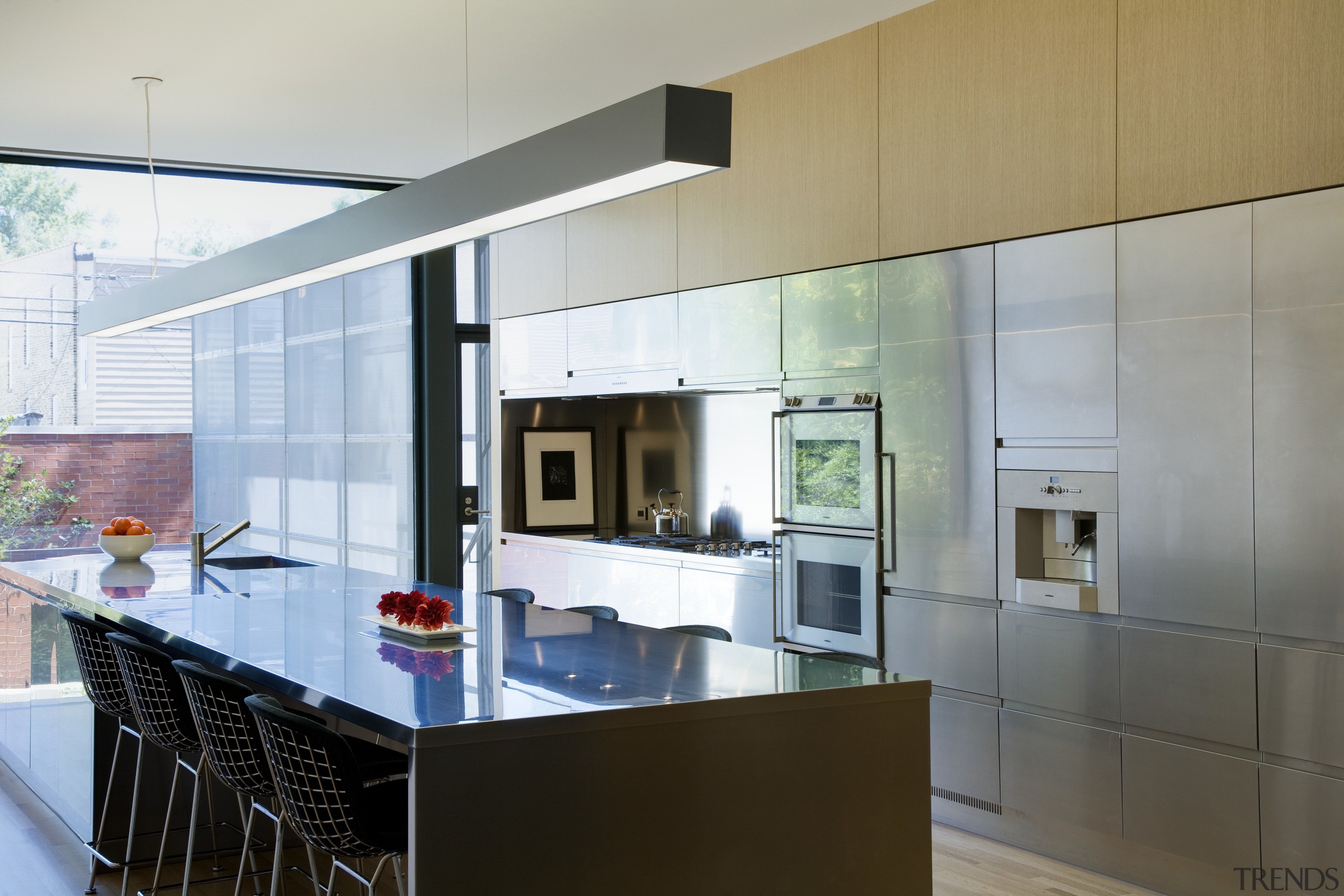 View of kitchen which features quartersawn red oak architecture, cabinetry, countertop, interior design, kitchen, real estate, room, gray