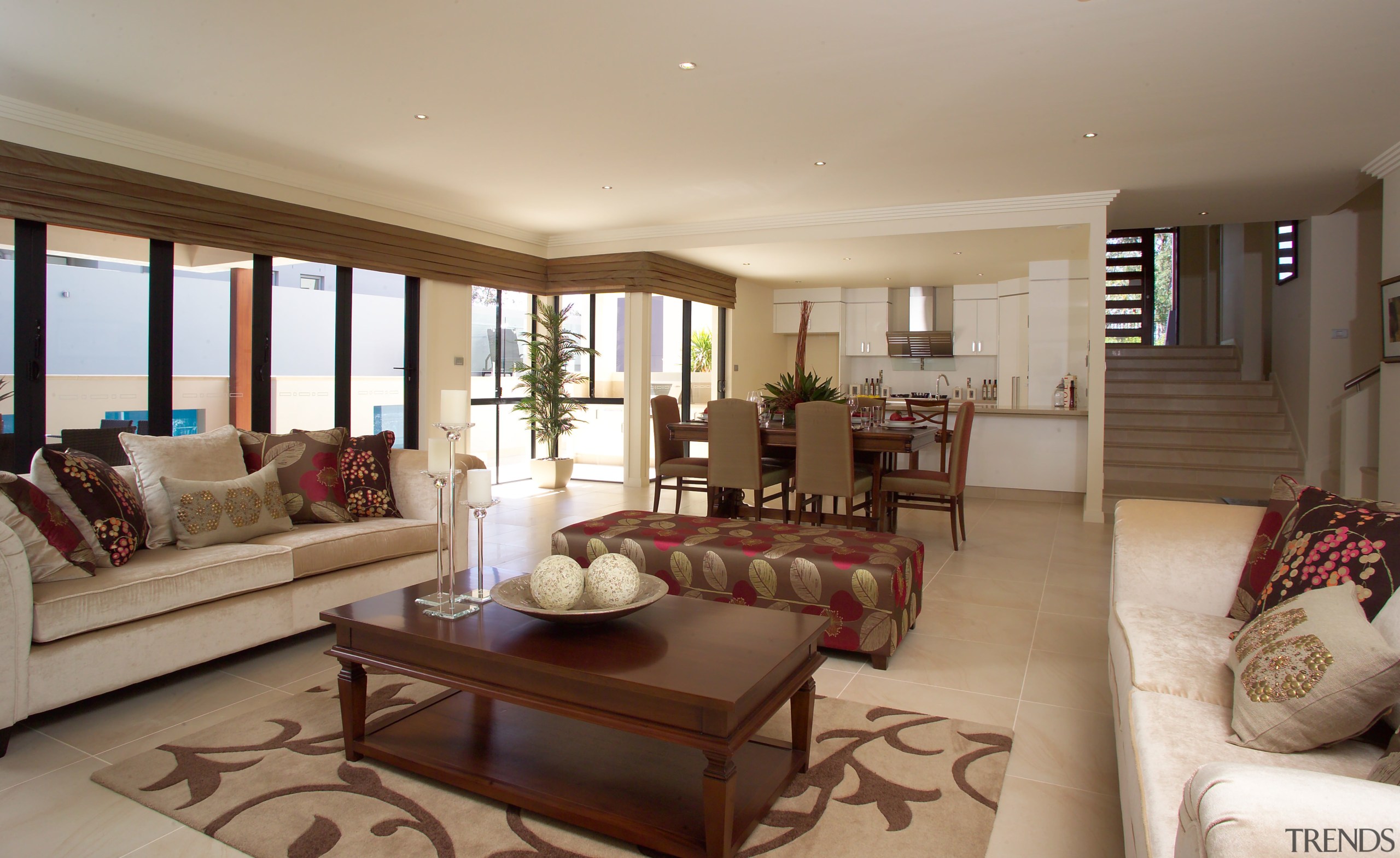 interior lounge view of the Augusta home. Built ceiling, estate, home, interior design, living room, property, real estate, room, window, brown, gray