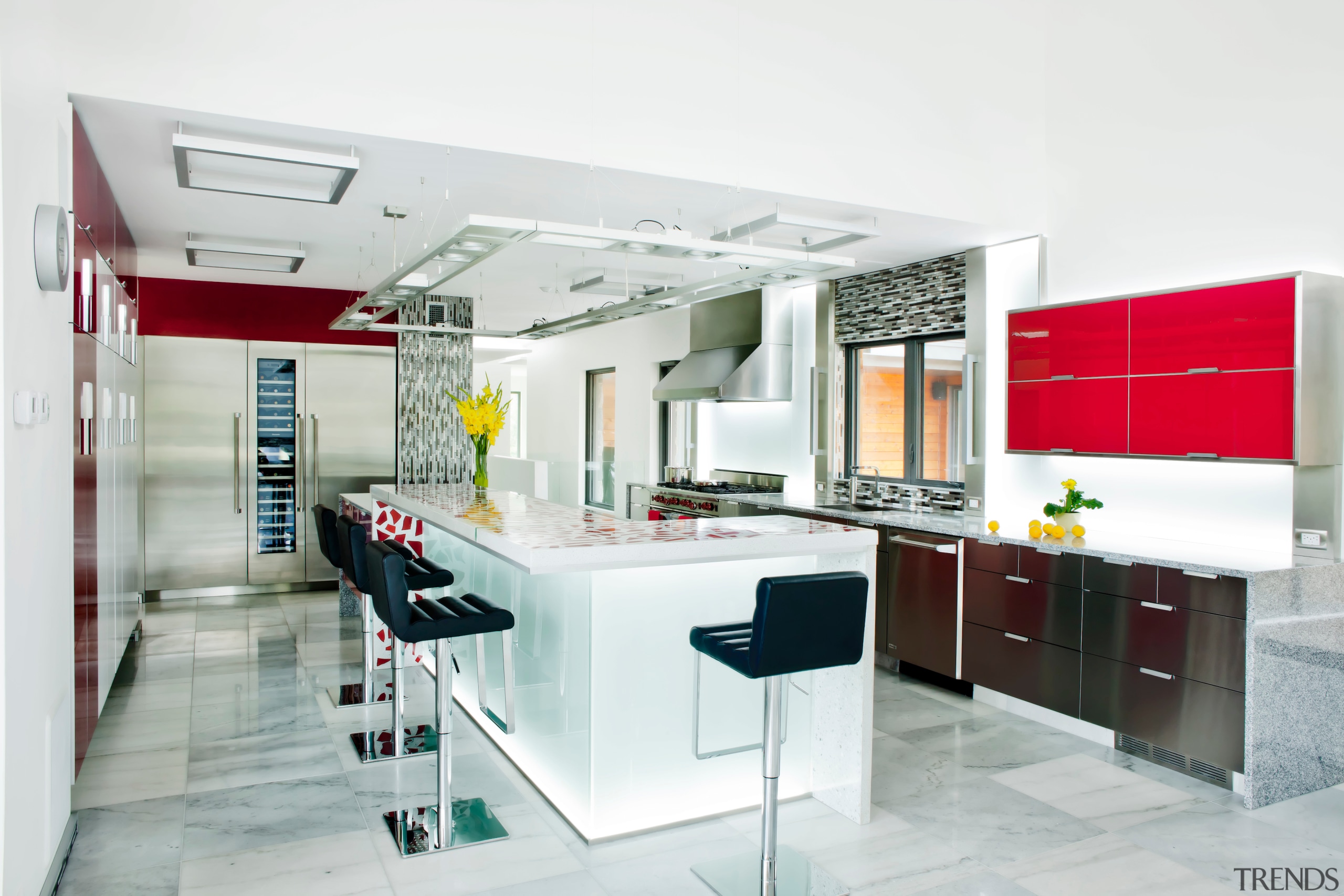 The bold new kitchen. - Driving into the 