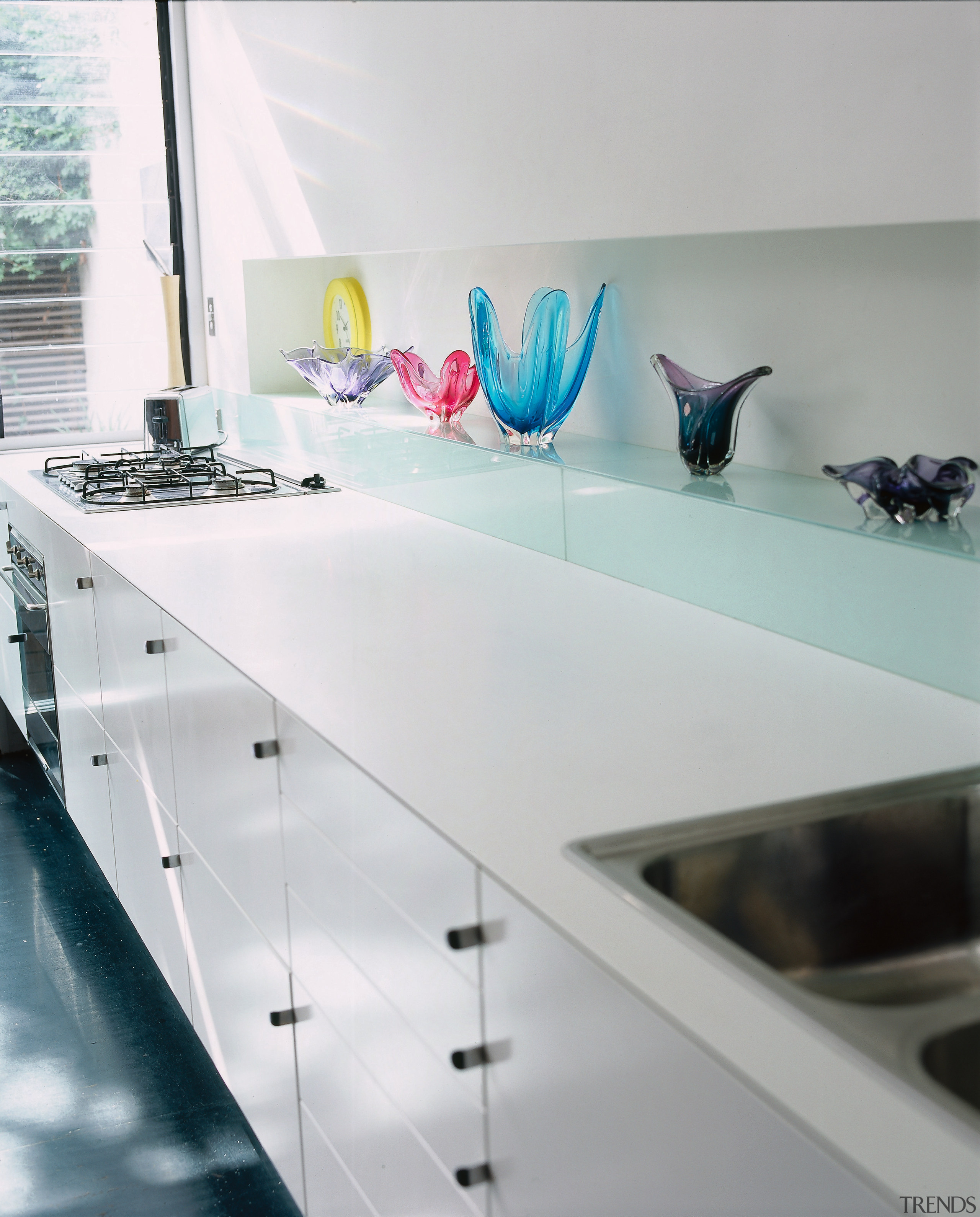 The detail of kitchen cabinetry - The detail countertop, floor, furniture, interior design, kitchen, product design, table, tap, gray, white