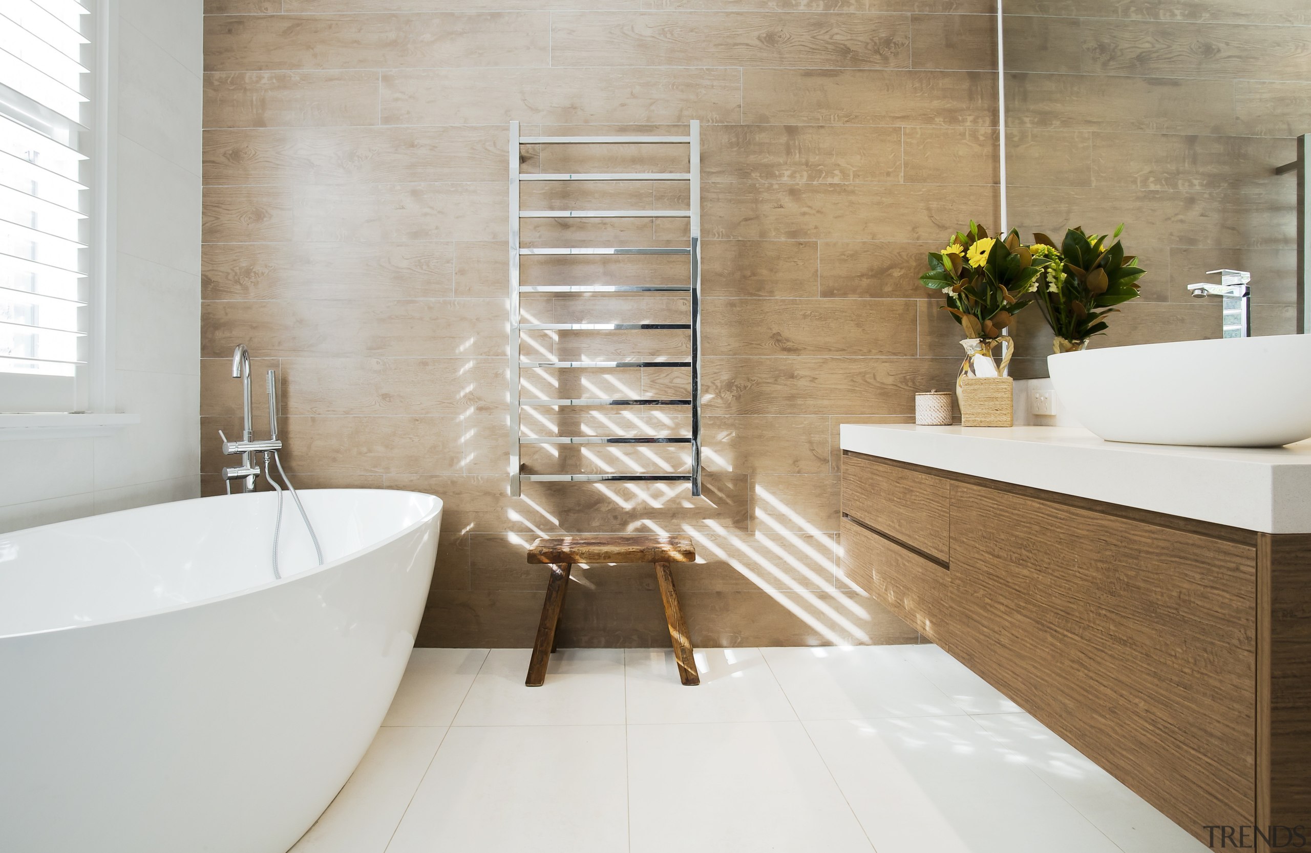 Highly Commended – Anna Klimova, Studio Urbo - bathroom, ceramic, floor, flooring, interior design, plumbing fixture, room, sink, tap, tile, wall, gray, white