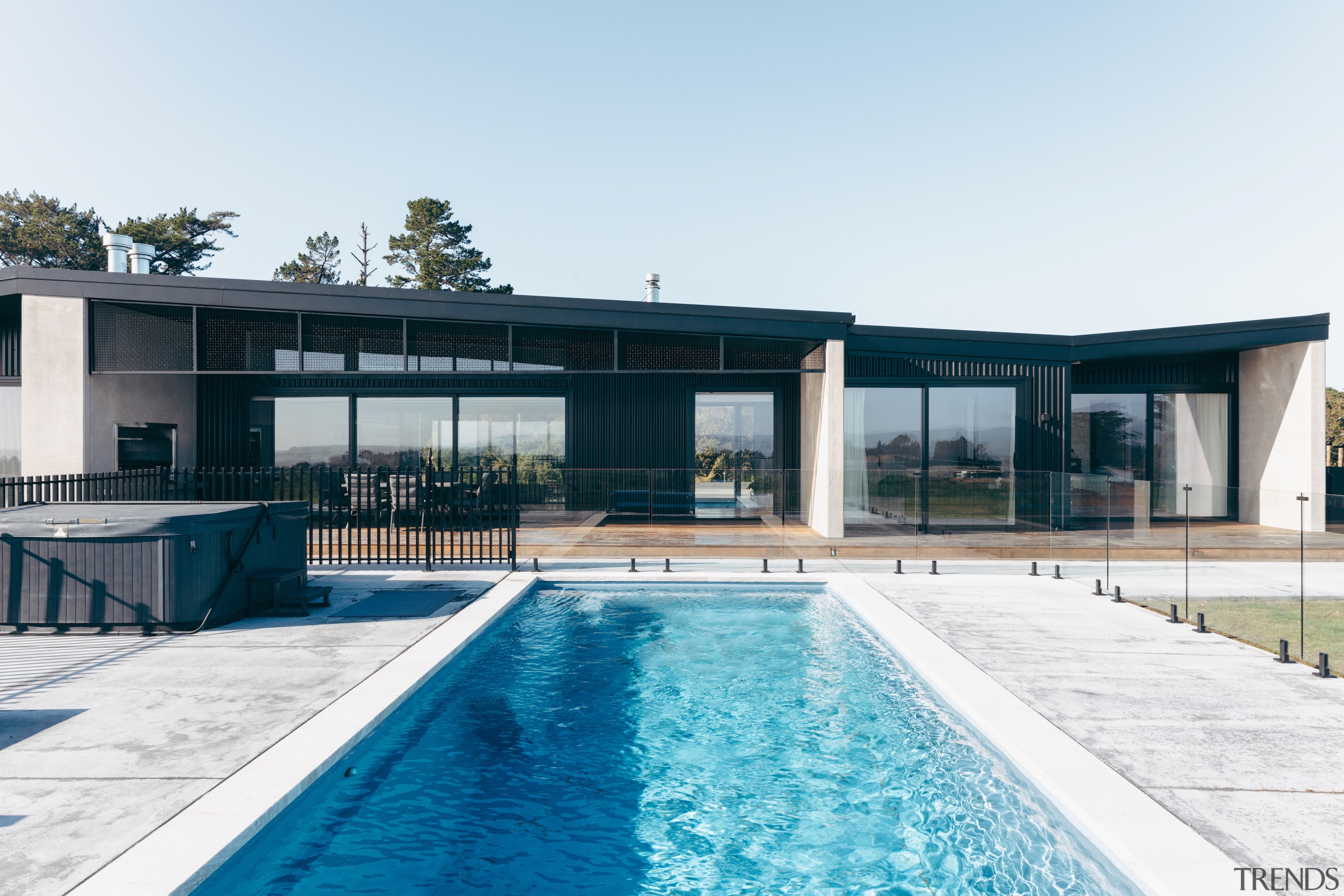 Drawing inspirations from robust farm building materials, concrete 