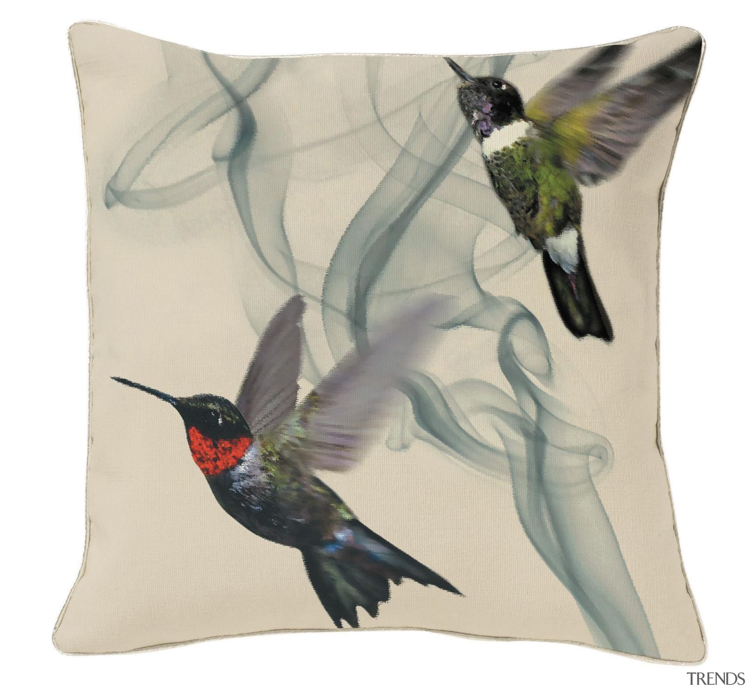 A special edition of the Hummingbird cushion.Jewel-like iridescent beak, bird, fauna, feather, hummingbird, white