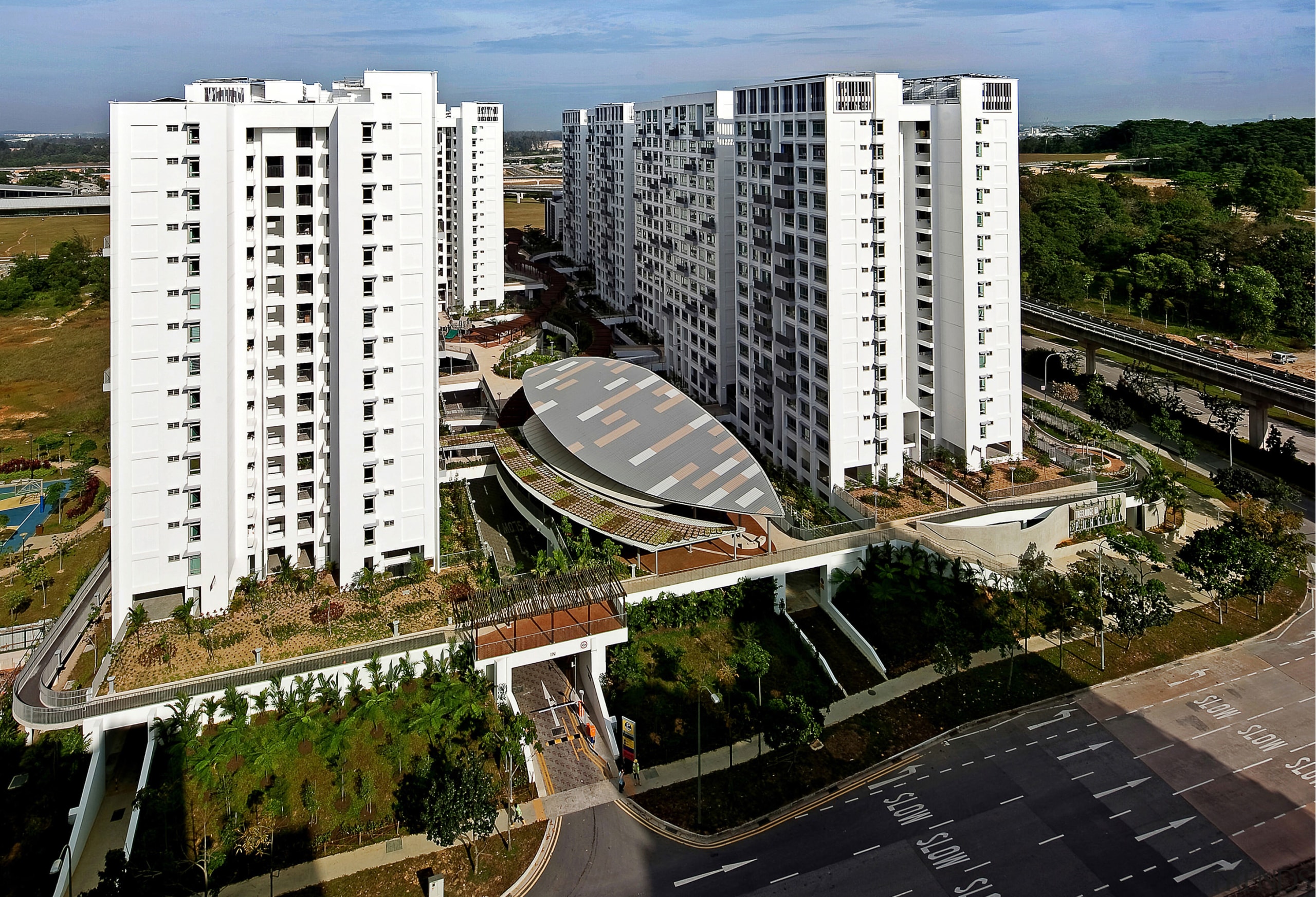 The Treelodge@Punggol eco precinct is Singapore's first Green apartment, bird's eye view, building, city, condominium, corporate headquarters, metropolis, metropolitan area, mixed use, neighbourhood, real estate, residential area, suburb, tower block, urban area, urban design, brown