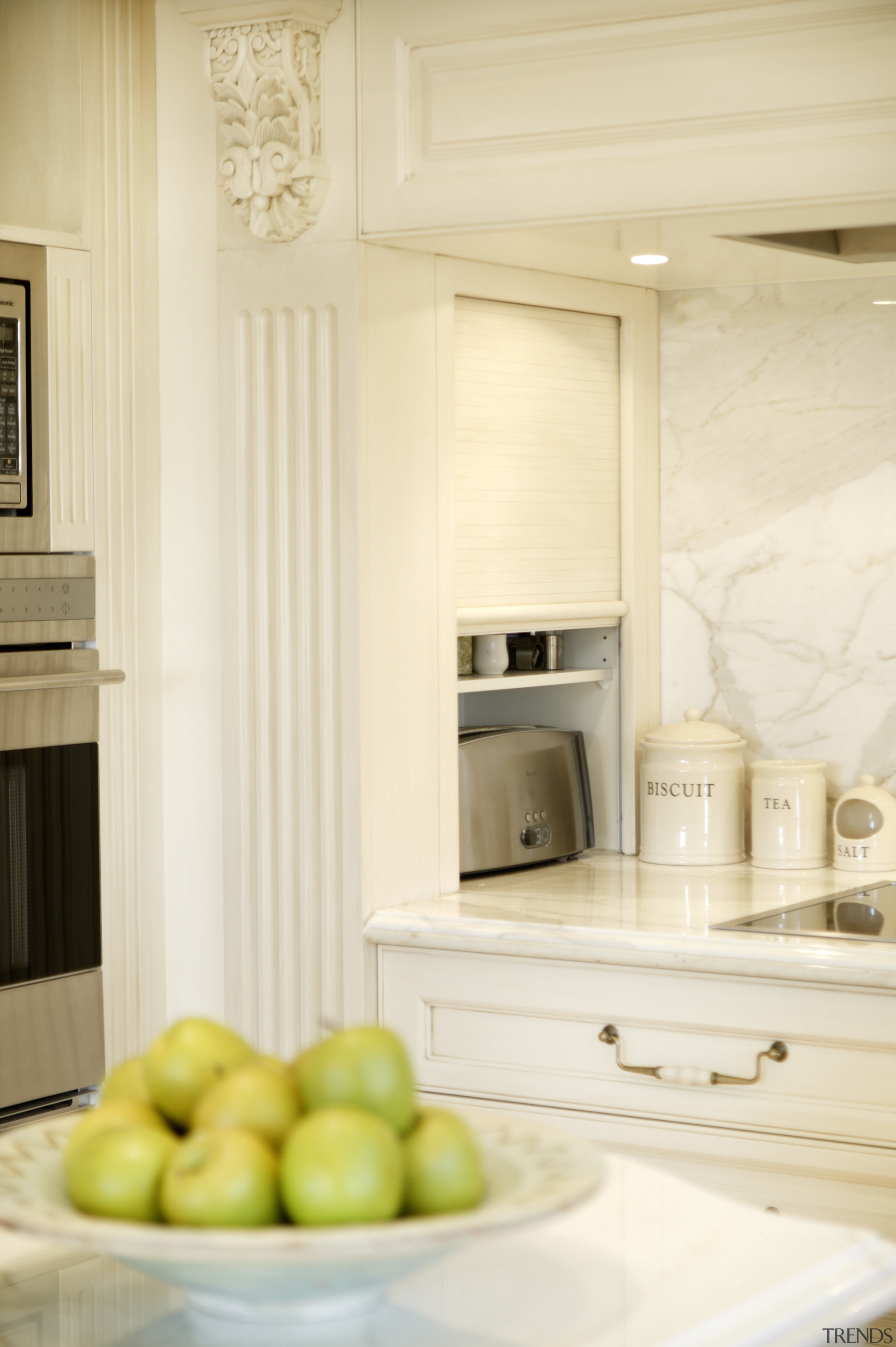 View of kitchen with cream and white colour countertop, interior design, kitchen, room, yellow