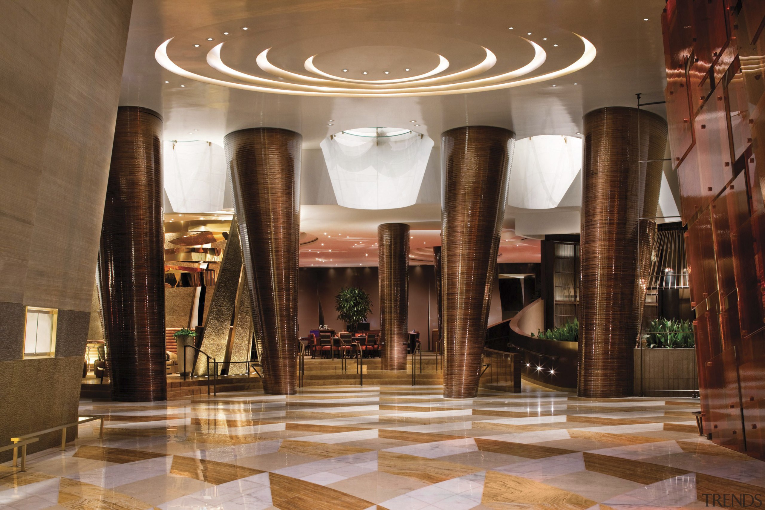 CityCenter, Las Vegas - CityCenter, Las Vegas - ceiling, column, function hall, interior design, lobby, brown
