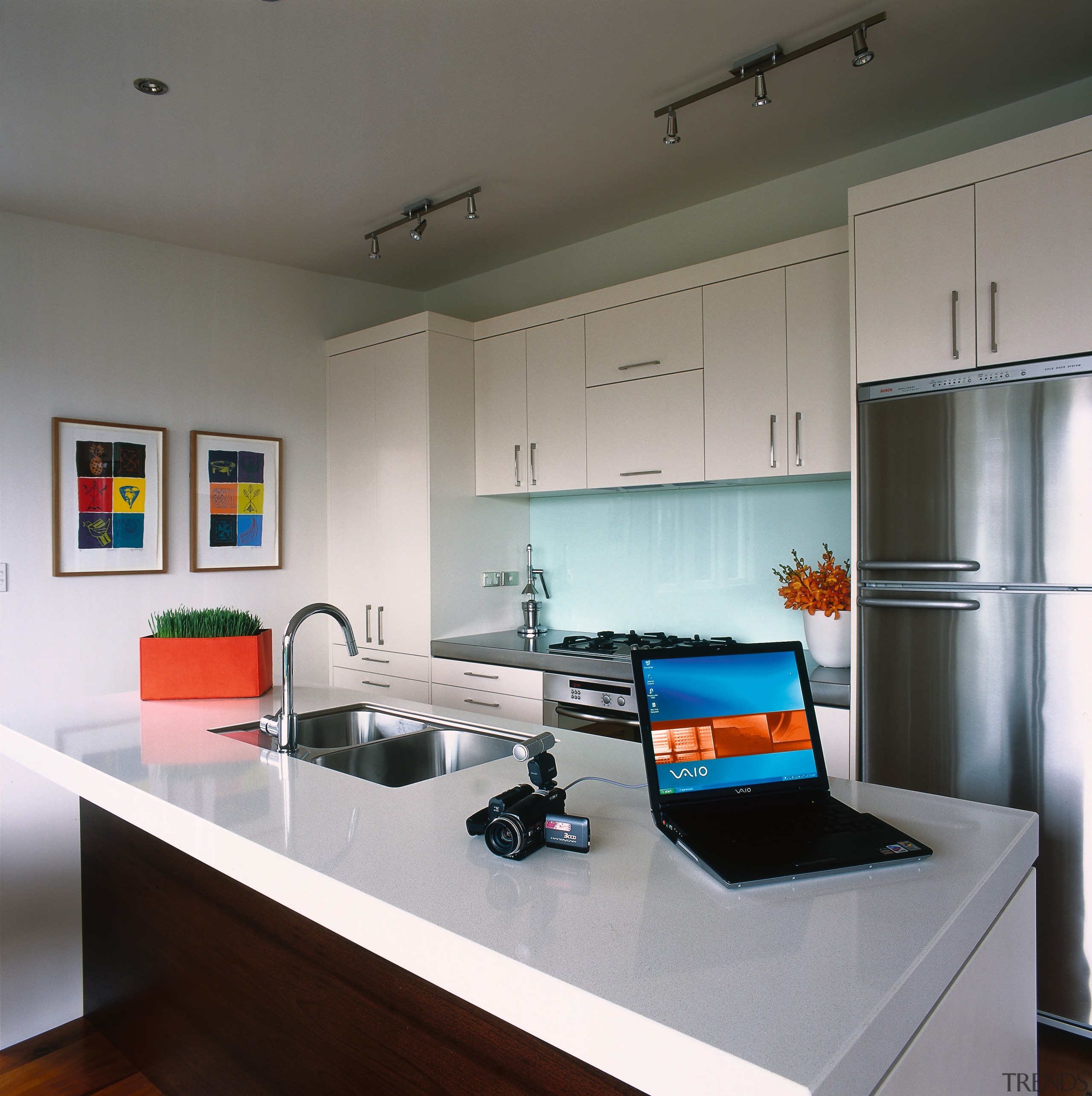 Interior view of the kitchen - Interior view countertop, interior design, kitchen, room, gray