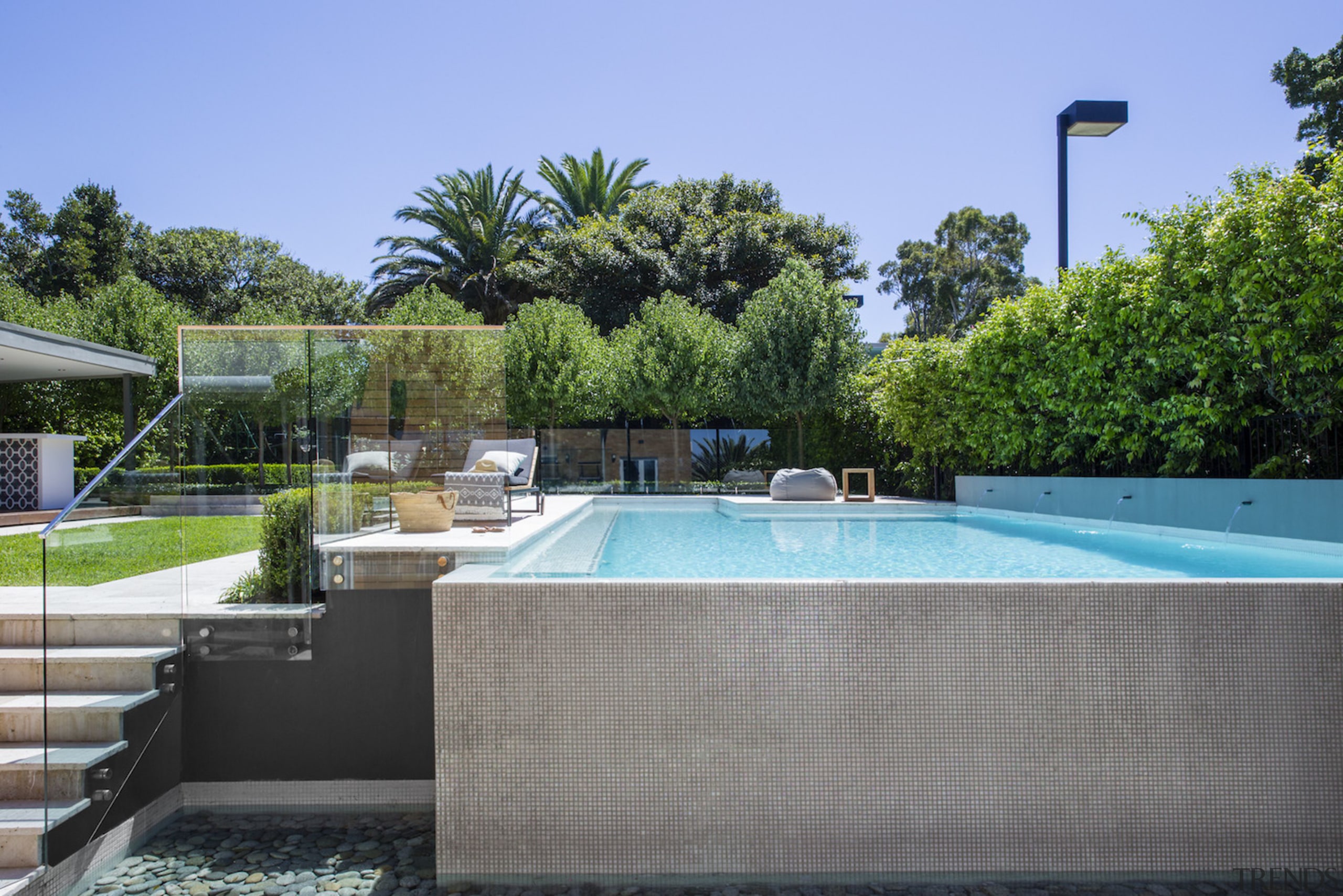 Winter Pool By Landart Landscapes. Photography: Jason Busch estate, house, leisure, property, real estate, residential area, resort, swimming pool, villa, water, teal, gray