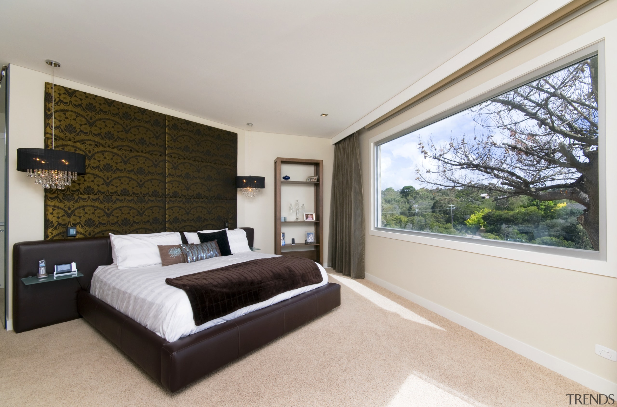 view of the master bedroom in this home architecture, bedroom, ceiling, estate, floor, home, house, interior design, property, real estate, room, window, gray
