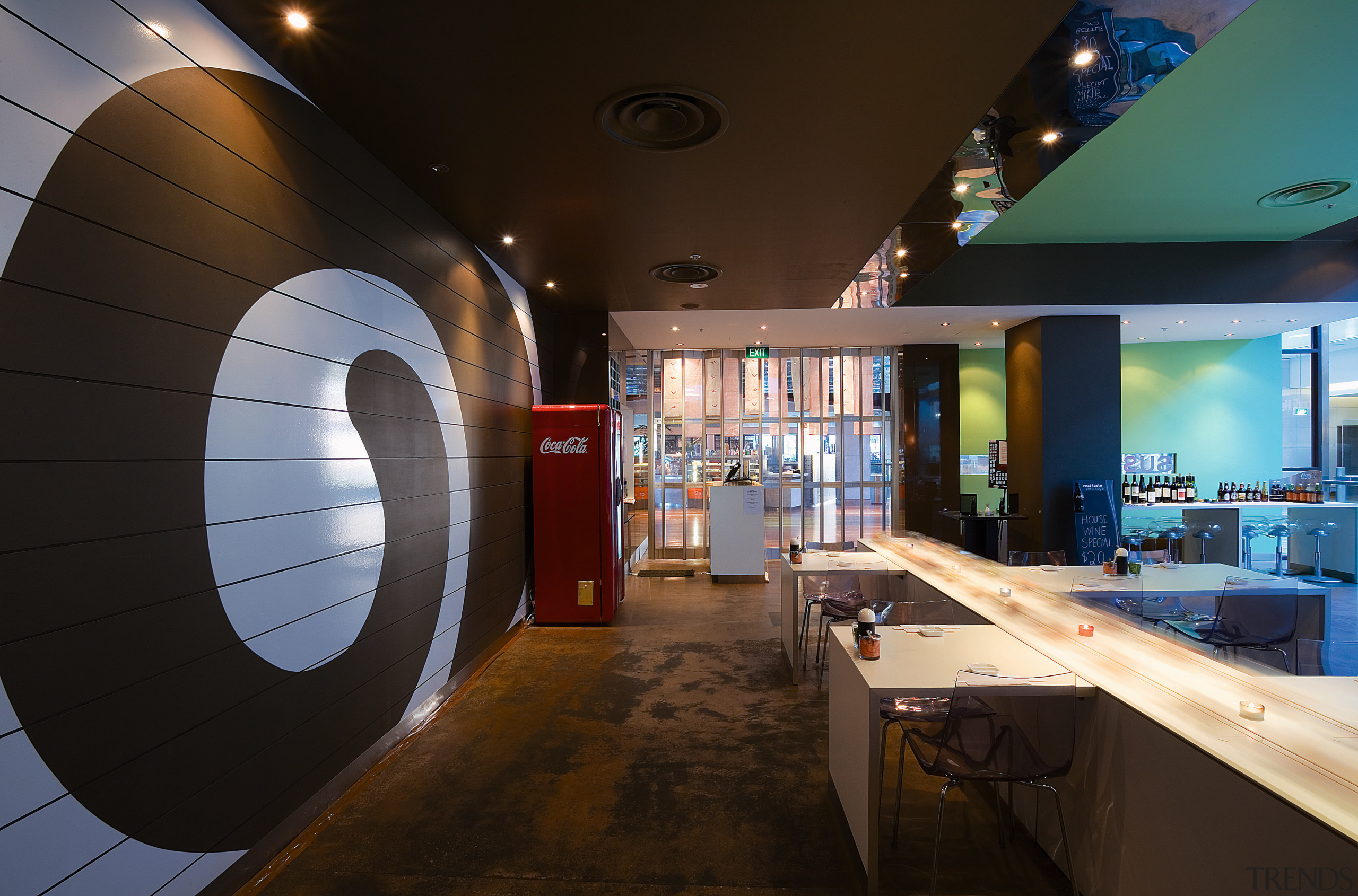 view of the interior of the sushi bar ceiling, interior design, black