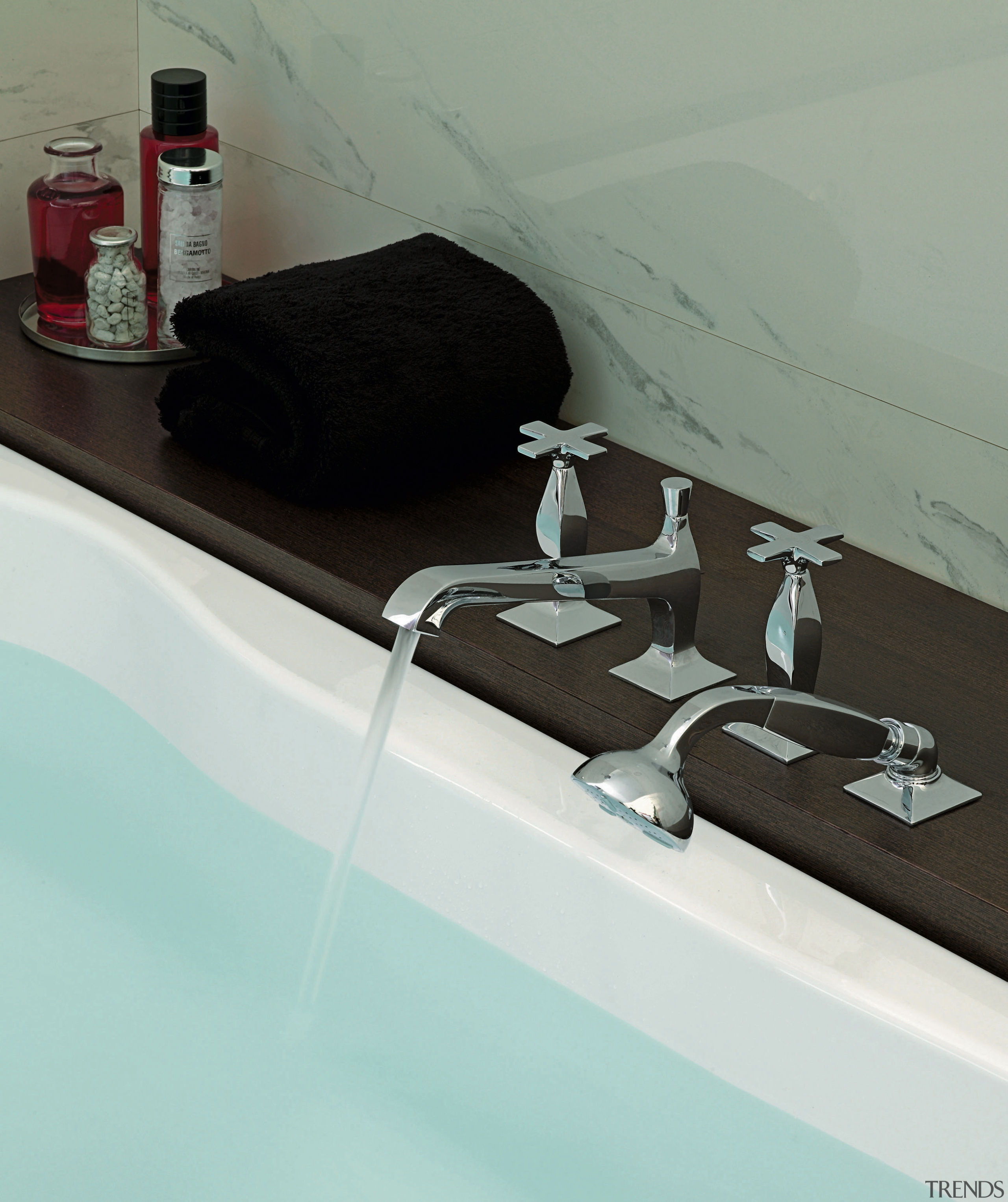 A view of some bathroomware by Zucchetti Rubinetteria. bathroom, plumbing fixture, product, product design, sink, tap, gray