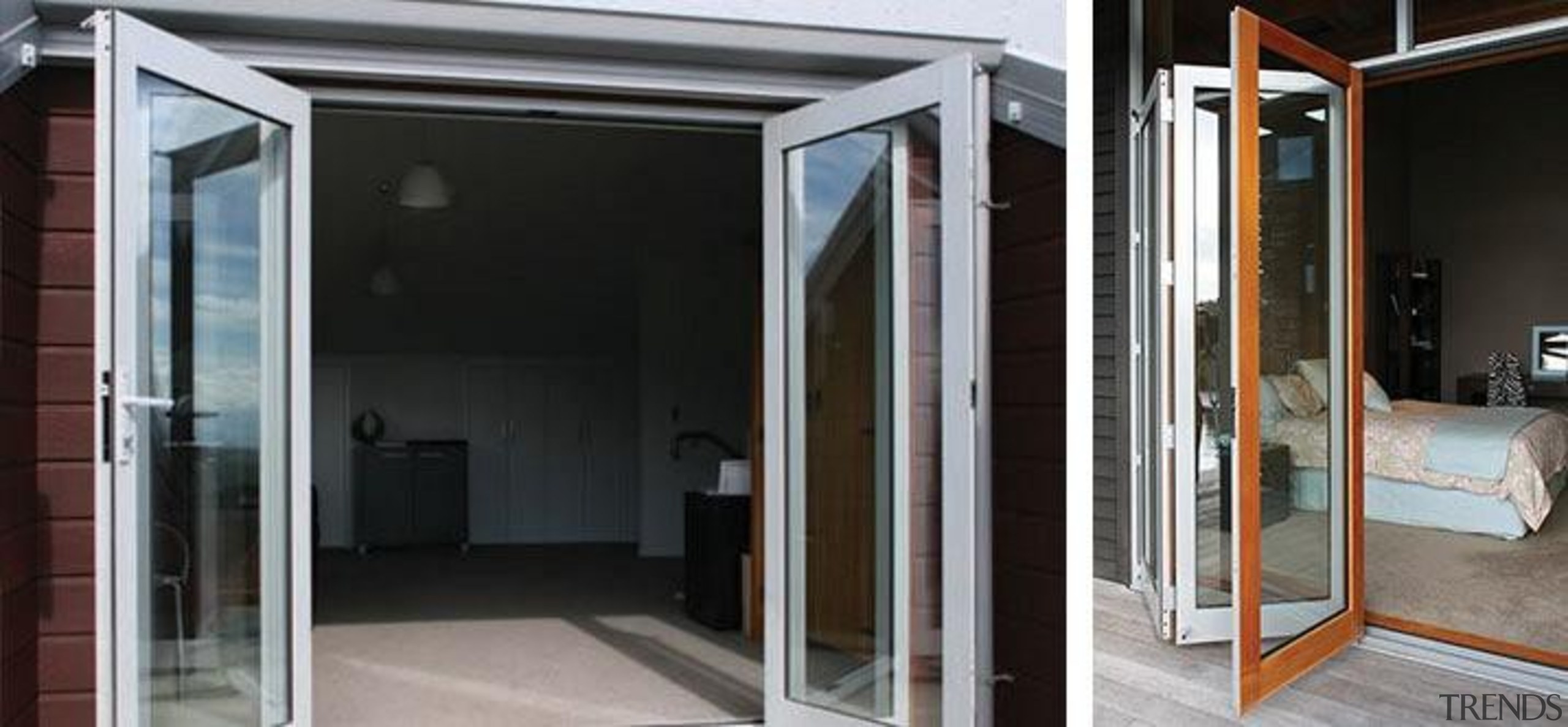 Bi-folding doors open up the full potential of door, glass, window, black, gray