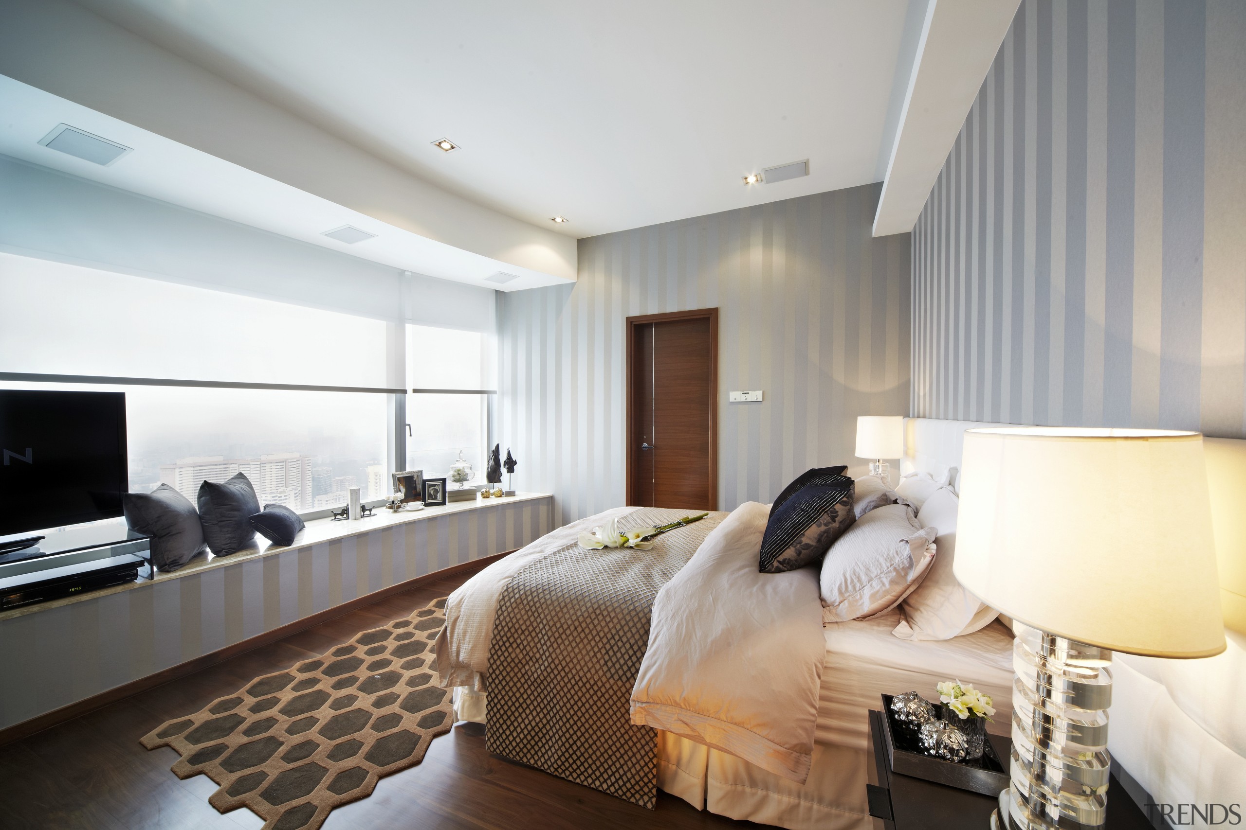 View of a bedroom, furniture is from Marquis ceiling, interior design, real estate, room, suite, gray, white