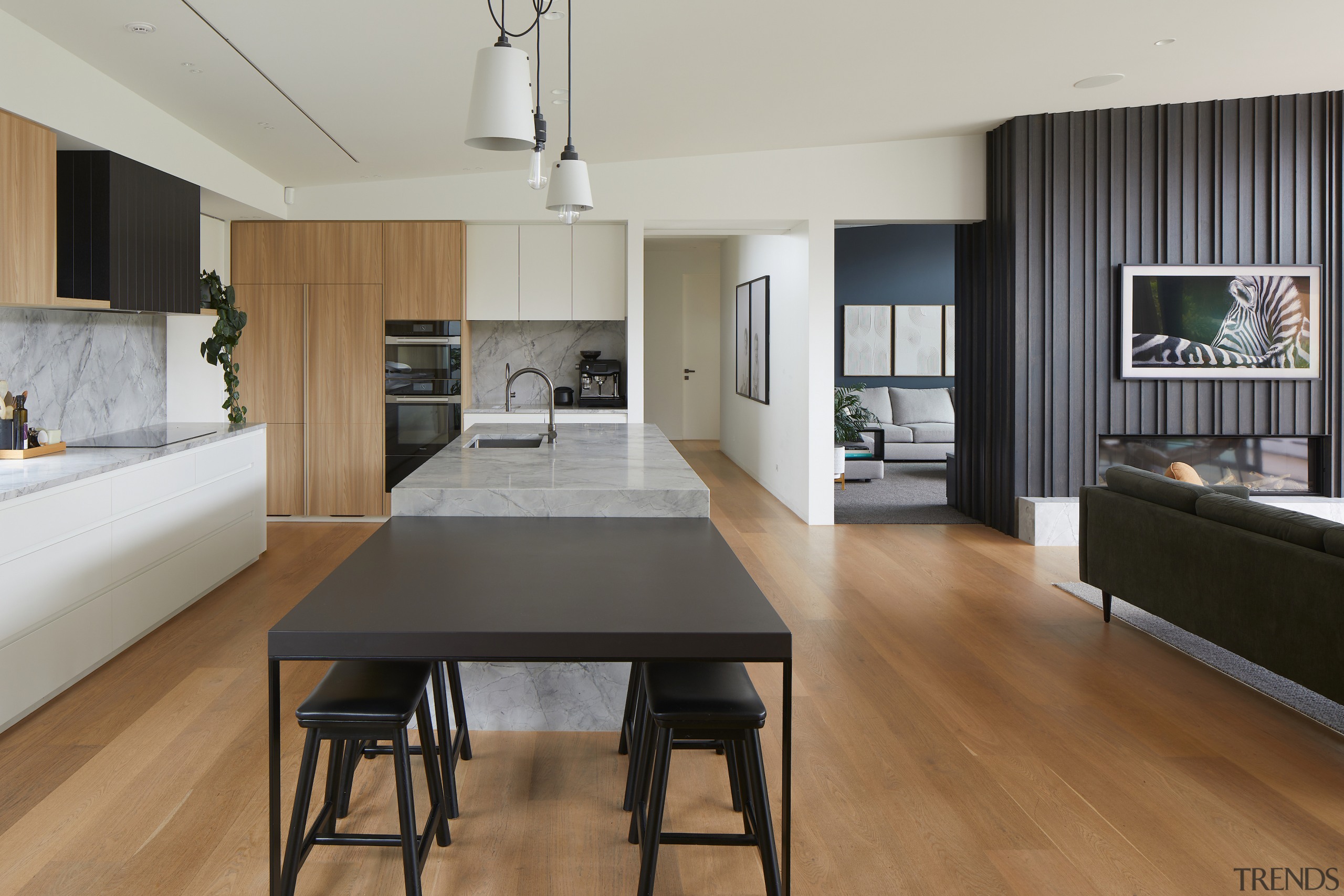 Looking across the kitchen with the living room 