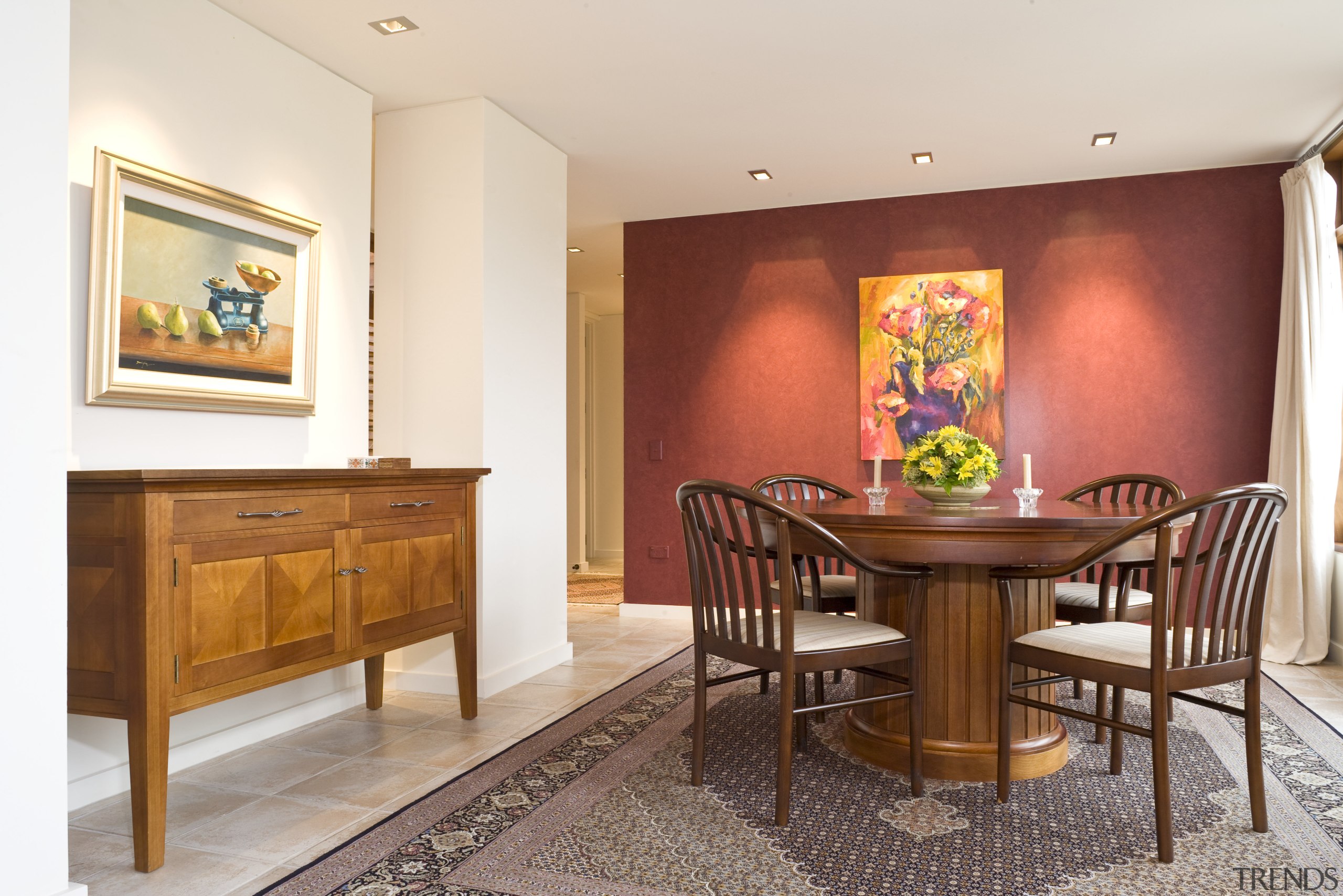 View of the dining area which features dining ceiling, dining room, furniture, interior design, property, real estate, room, suite, table, white