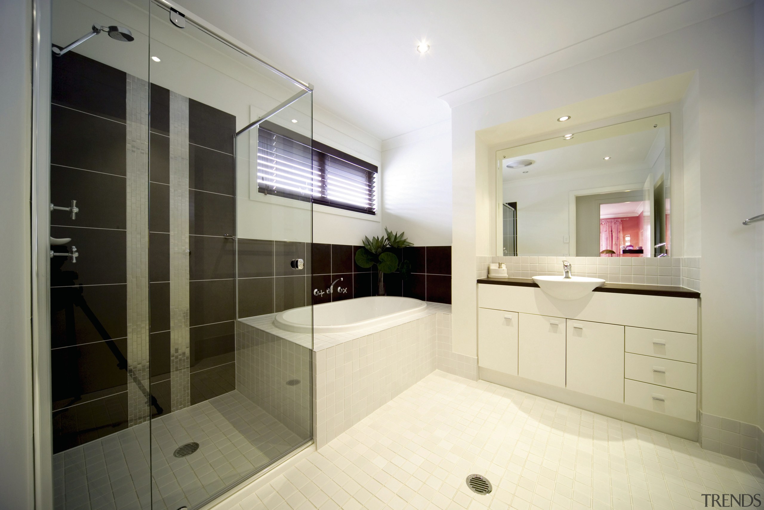 A view of a Clarendon Home. - A bathroom, interior design, property, real estate, room, gray, white