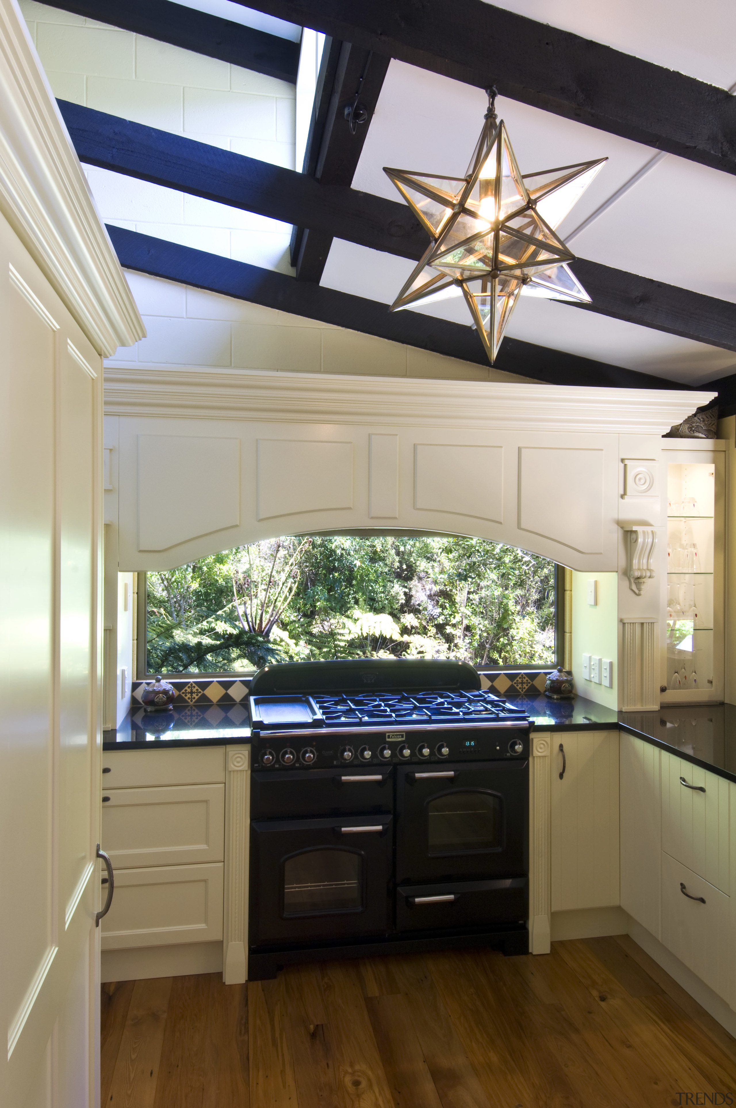 Image of kitchen designed by Debra DeLorenzo which cabinetry, ceiling, countertop, daylighting, home, interior design, kitchen, real estate, room, window, brown